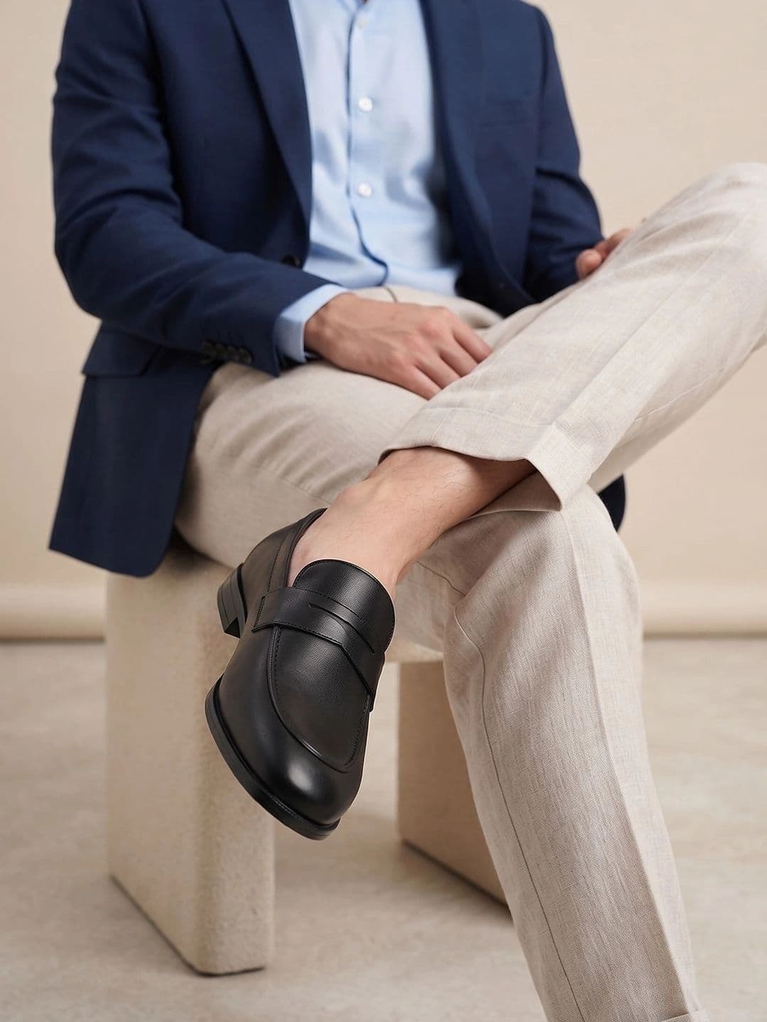 House of Pataudi Men Round Toe Slip-On Loafers Formal Shoes thumbnail 4