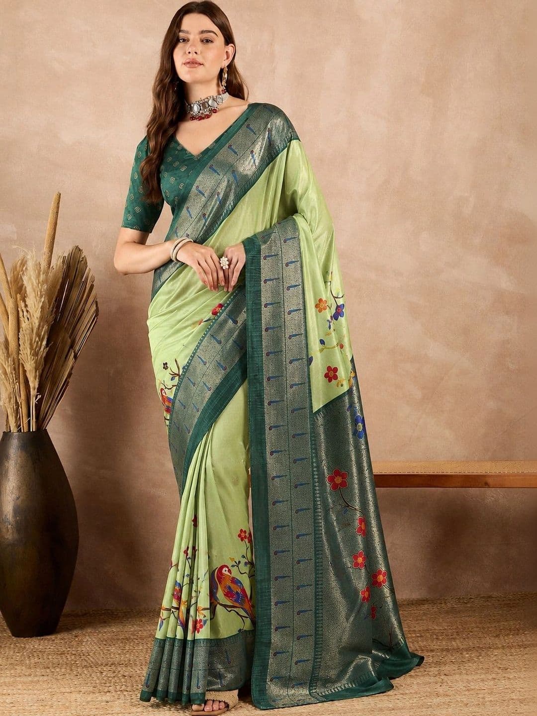 Sita Kalamkari Silk Blend Chanderi Saree - view 1