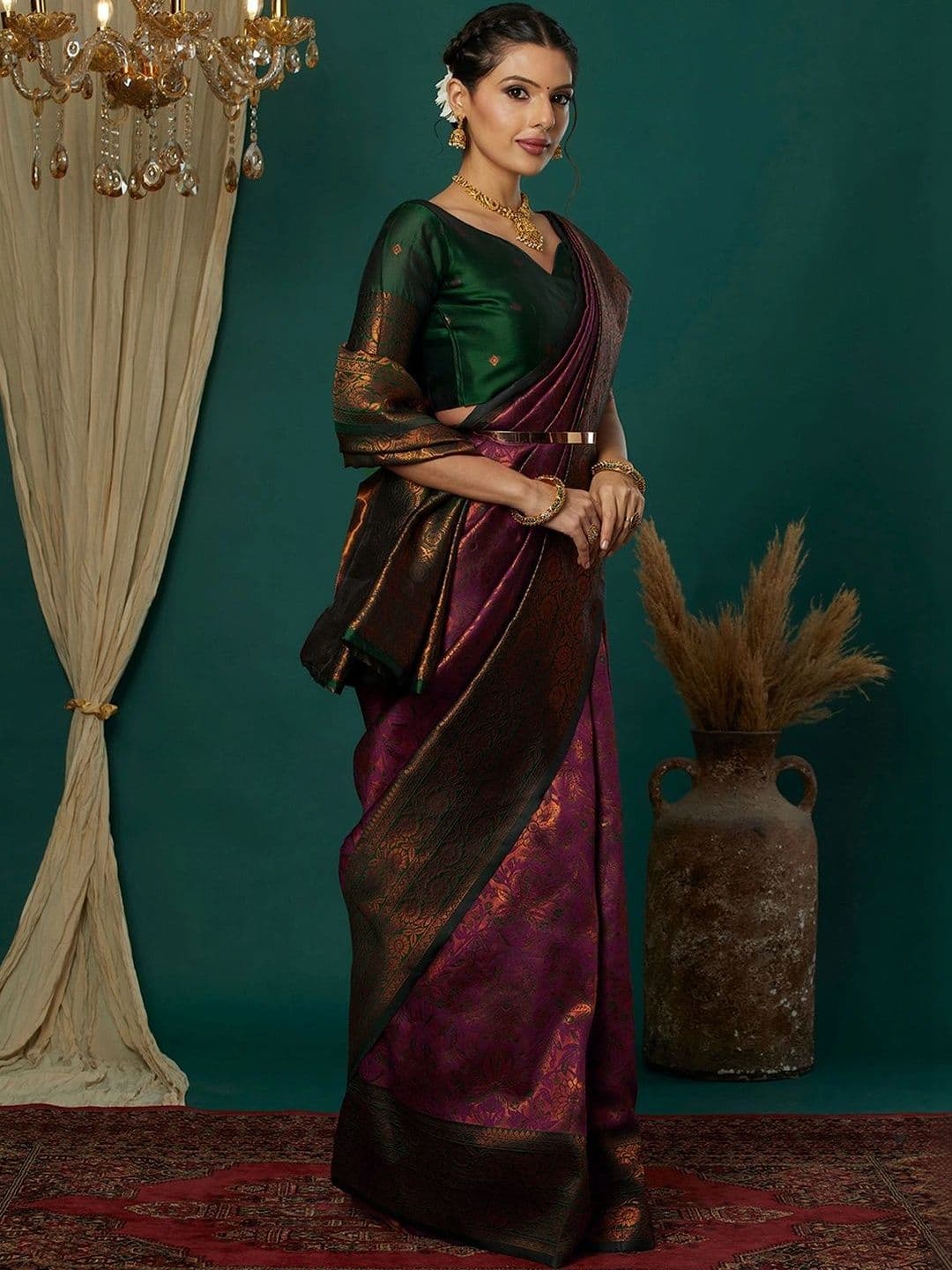 SANISA Woven Design Zari Silk Blend Saree thumbnail 5