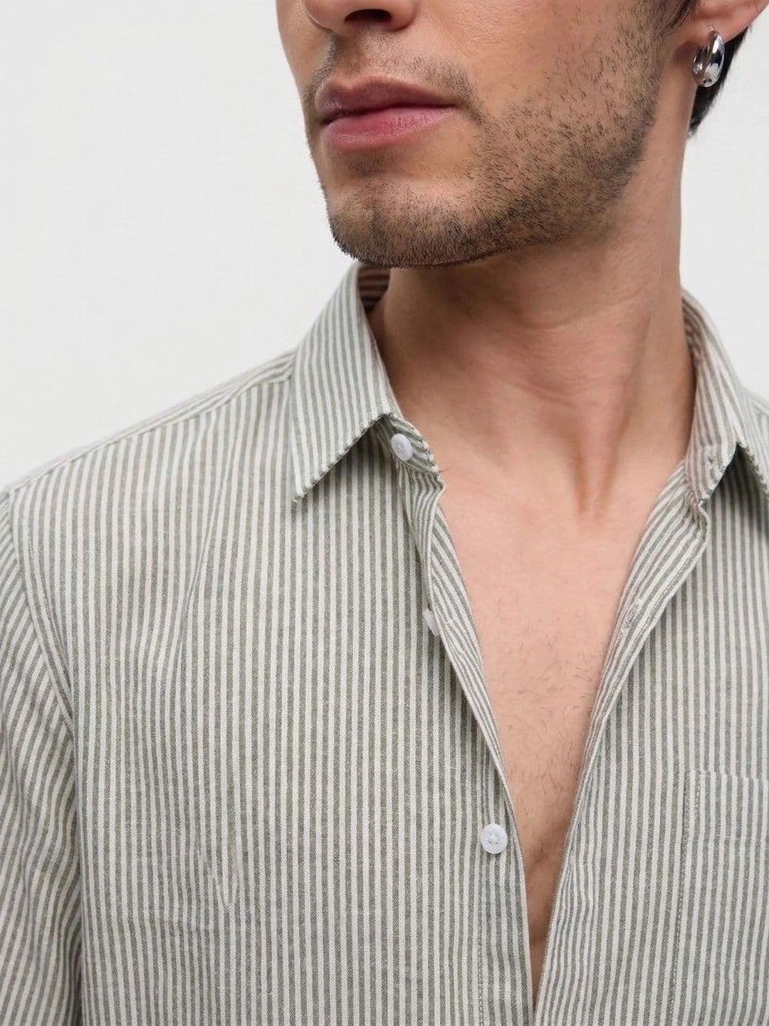 R.Code by The Roadster Life Co. Men Standard Striped Casual Shirt thumbnail 4