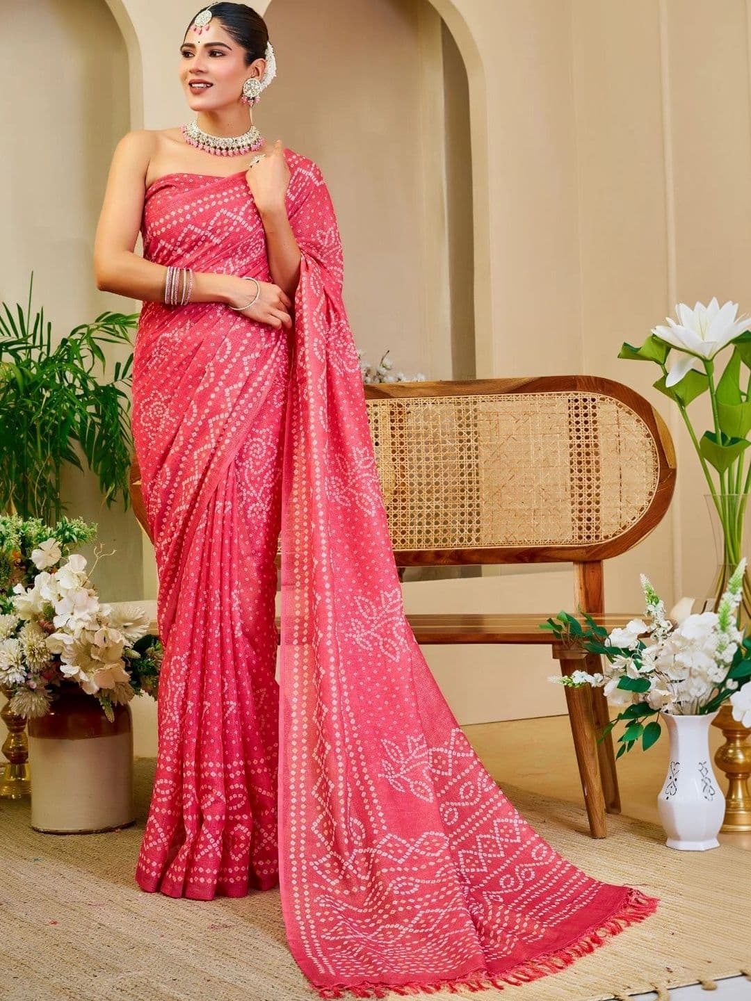Mitera Bandhani Tissue Designer Saree - view 1