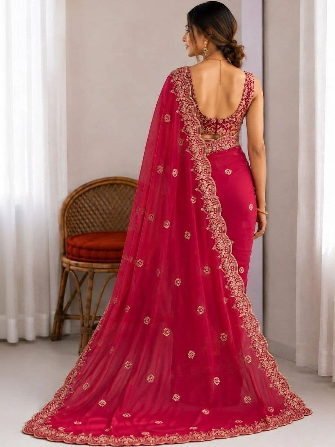 LabelVASTRA Embellished Embroidered Poly Georgette Saree thumbnail 5