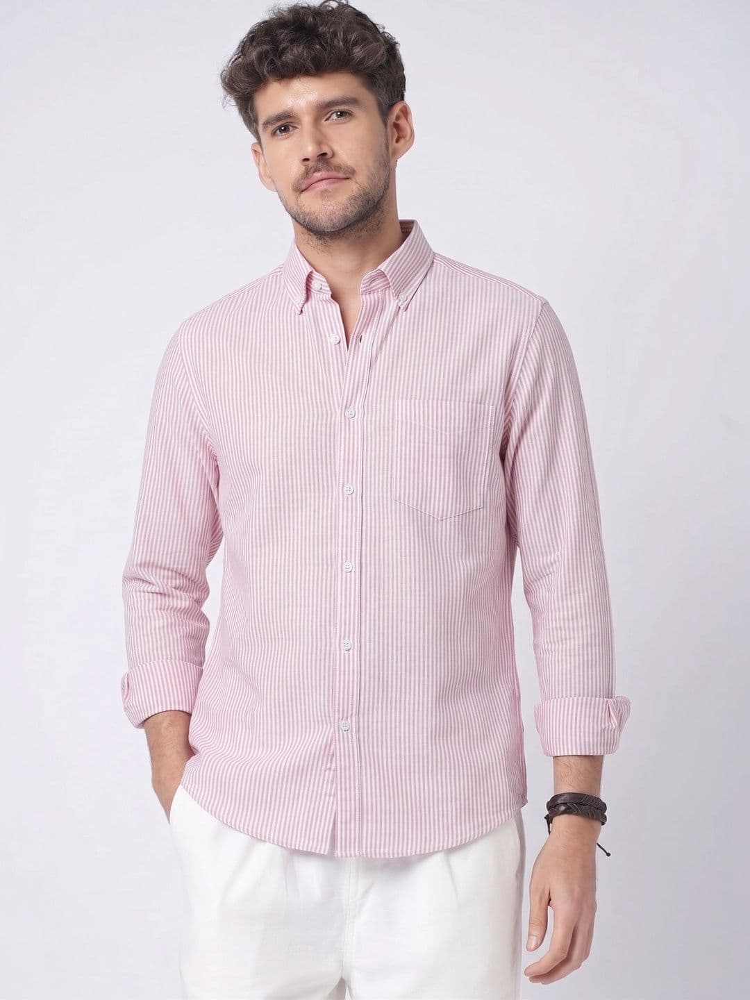 R.Code by The Roadster Life Co. Men Standard Striped Casual Shirt thumbnail 2