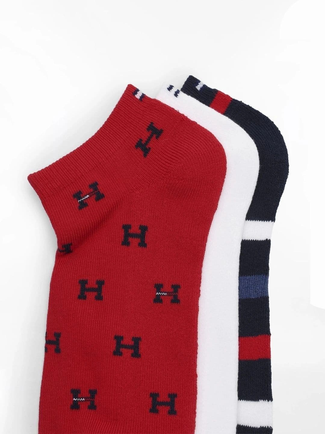 Tommy Hilfiger Men Pack of 3 Cotton Patterned Ankle Length Socks thumbnail 4