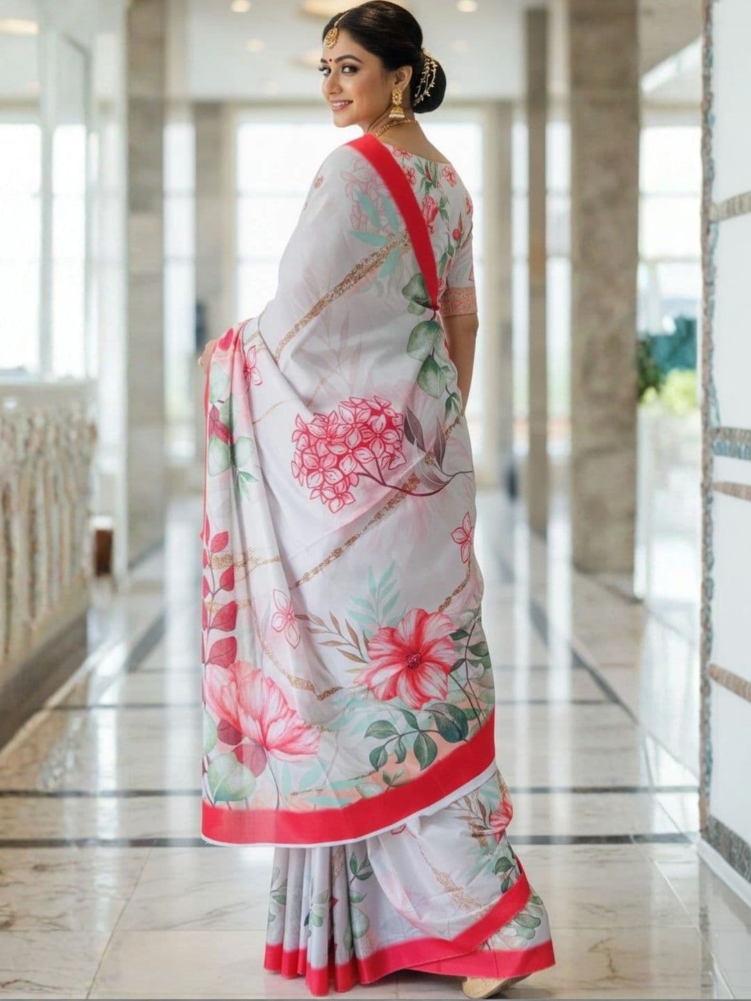 Mitera Floral Designer Saree thumbnail 3