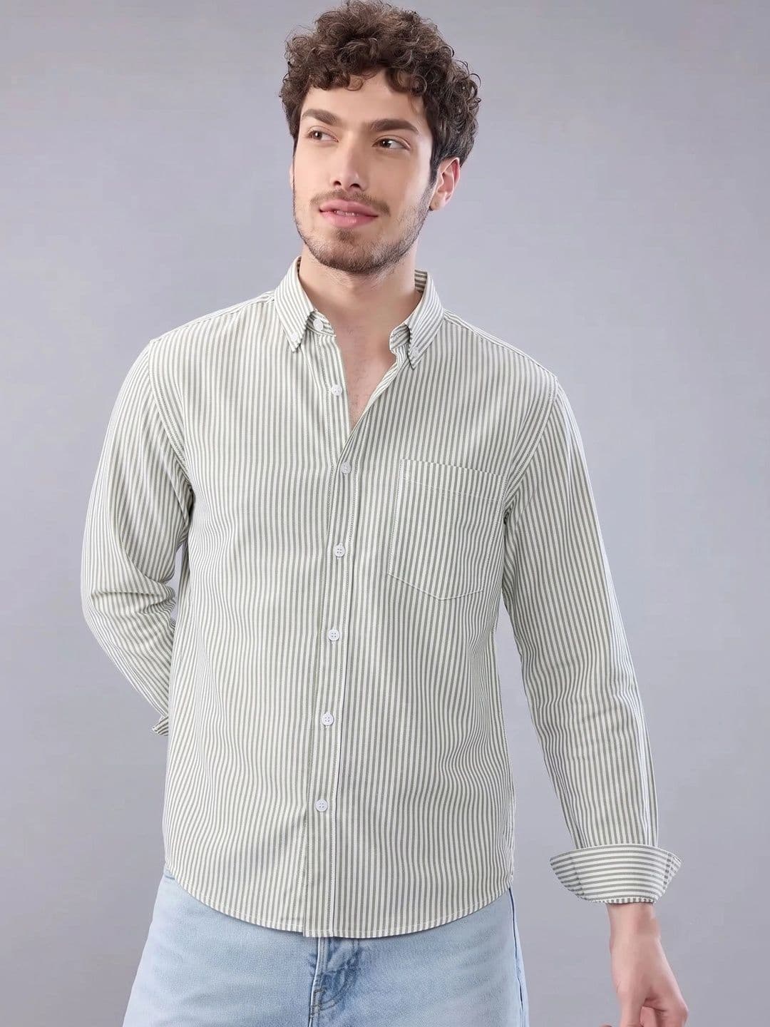 R.Code by The Roadster Life Co. Men Standard Striped Casual Shirt thumbnail 6