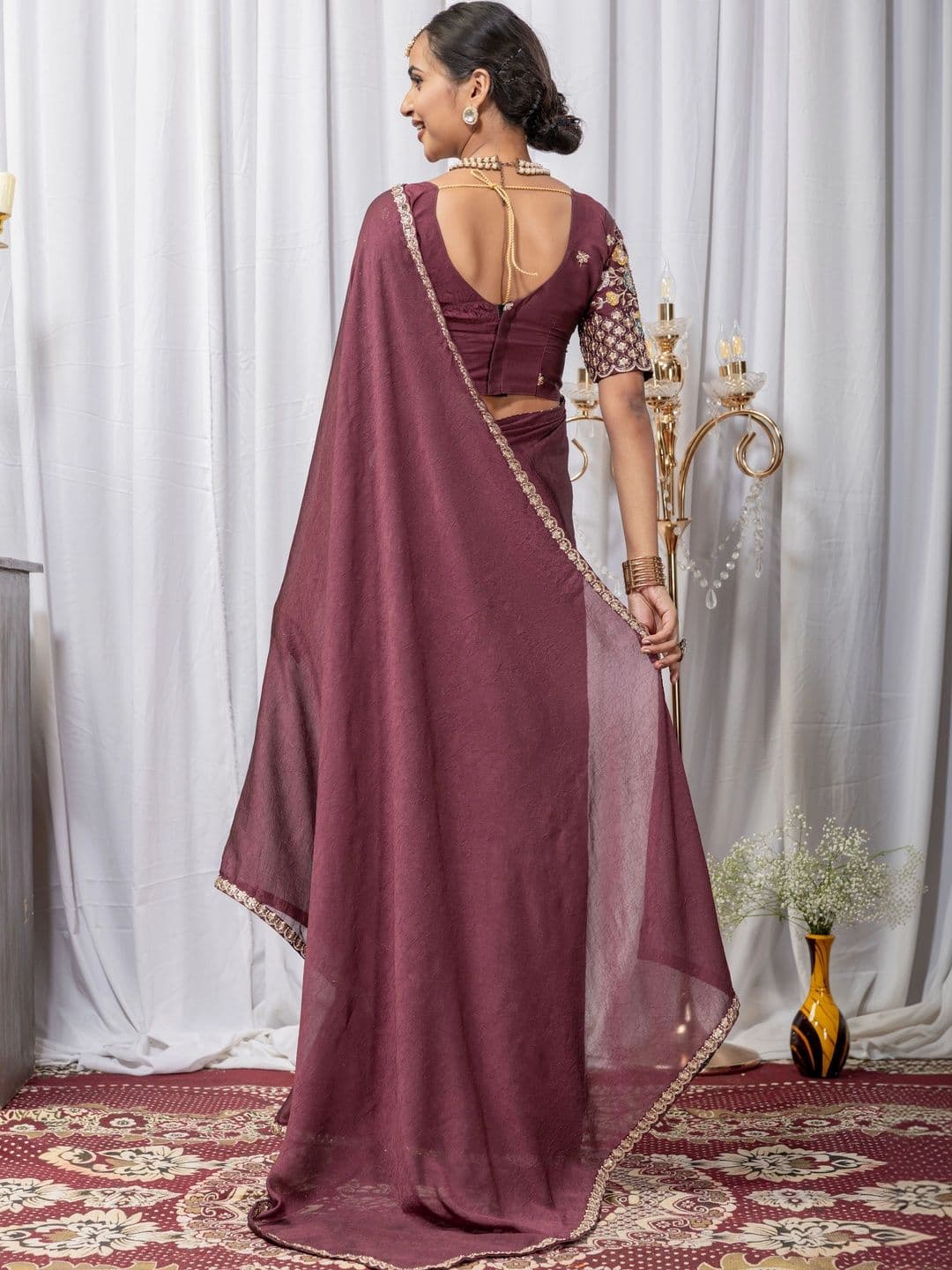 LabelVASTRA Embellished Embroidered Poly Georgette Saree thumbnail 5