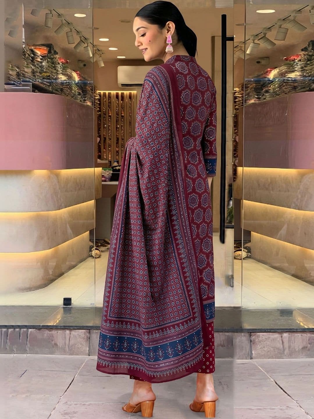 Anouk Women Ethnic Motifs Printed Regular Kurta with Trousers & With Dupatta thumbnail 5