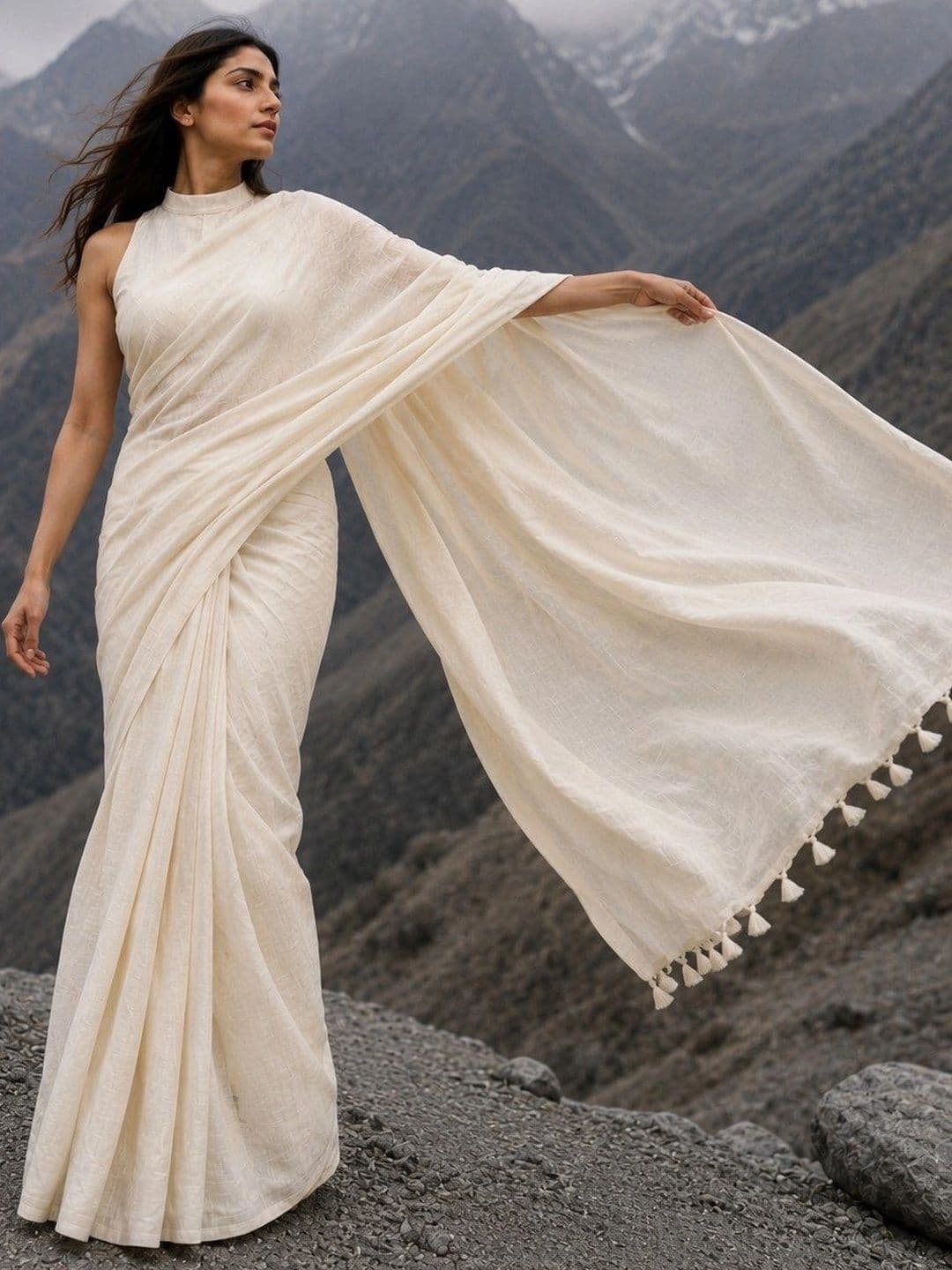 Weave Trends Linen Blend Handloom Bhagalpuri Saree thumbnail 2