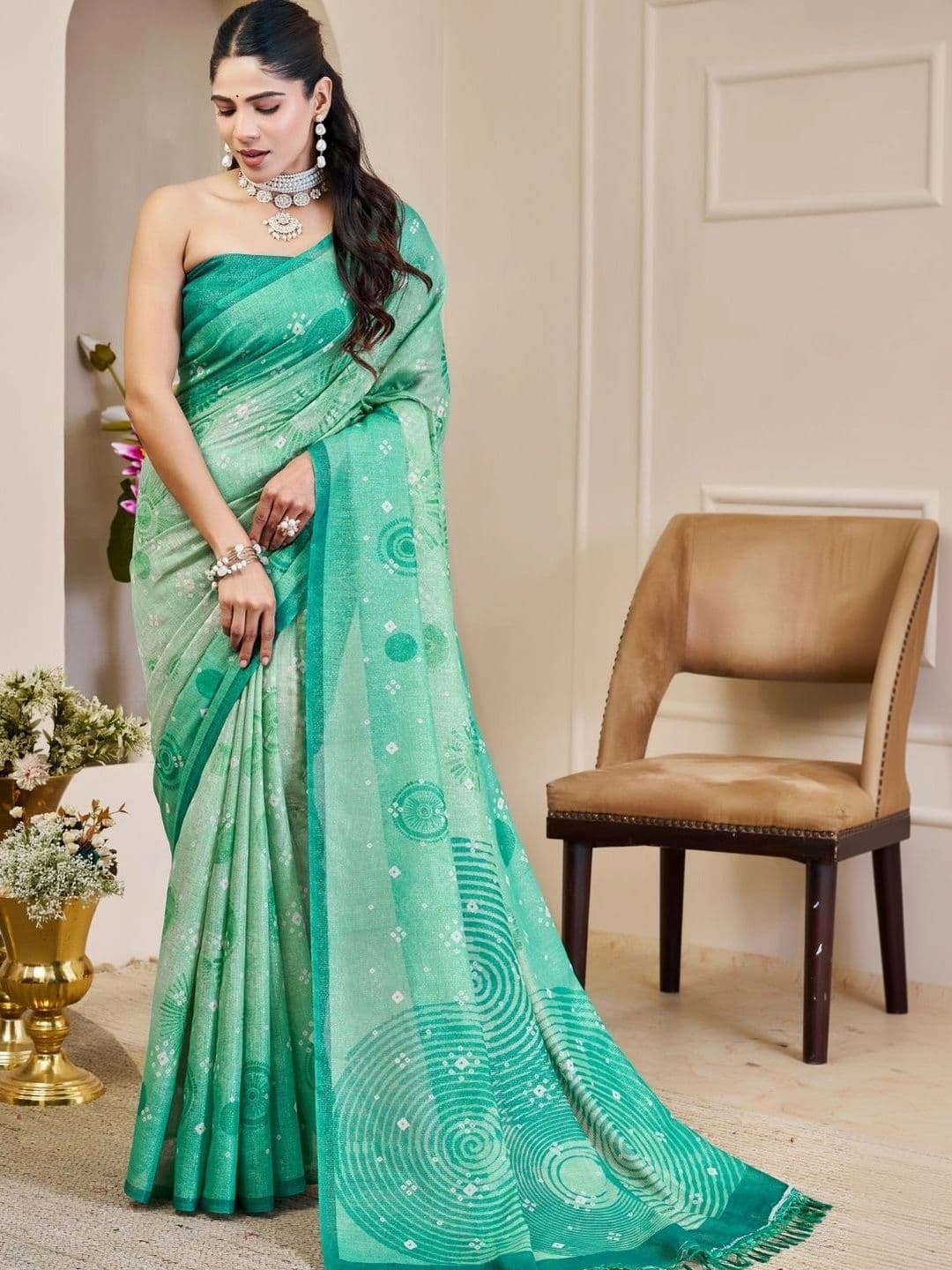 Mitera Floral Tissue Designer Saree - view 1