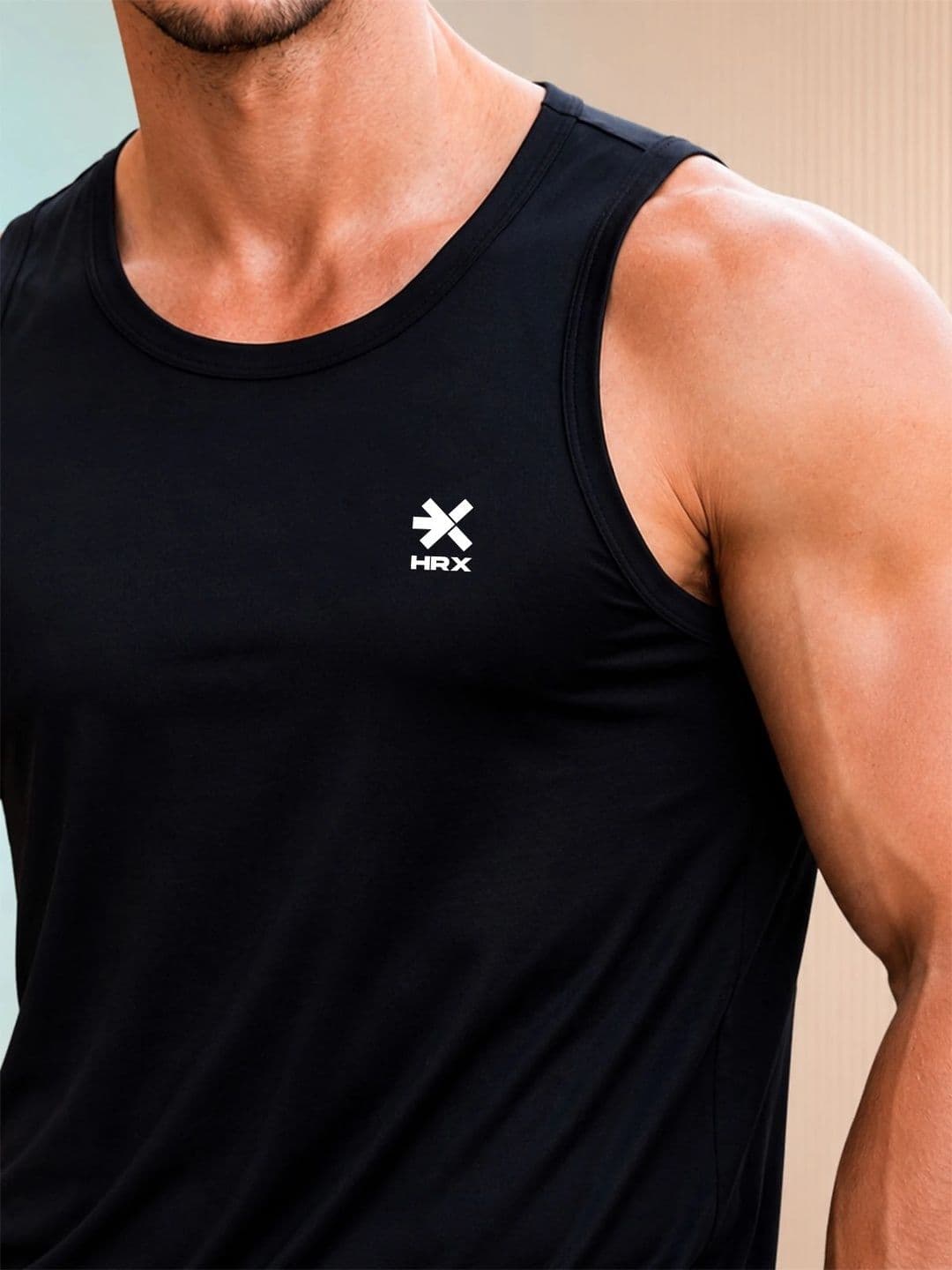 HRX by Hrithik Roshan Brand Logo Printed Round Neck Gym Innerwear Vests thumbnail 2