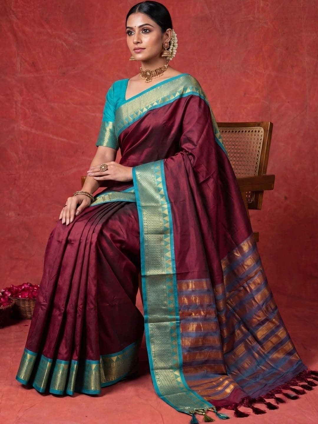 SAMANTHA Women Woven Design Zari Silk Blend Banarasi Saree thumbnail 5