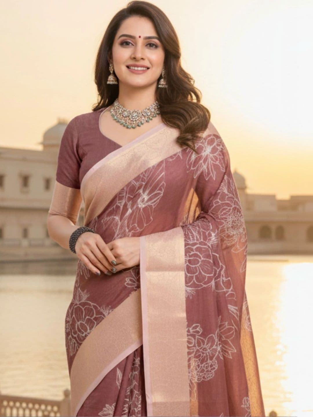 Mitera Floral Silk Blend Designer Saree thumbnail 4