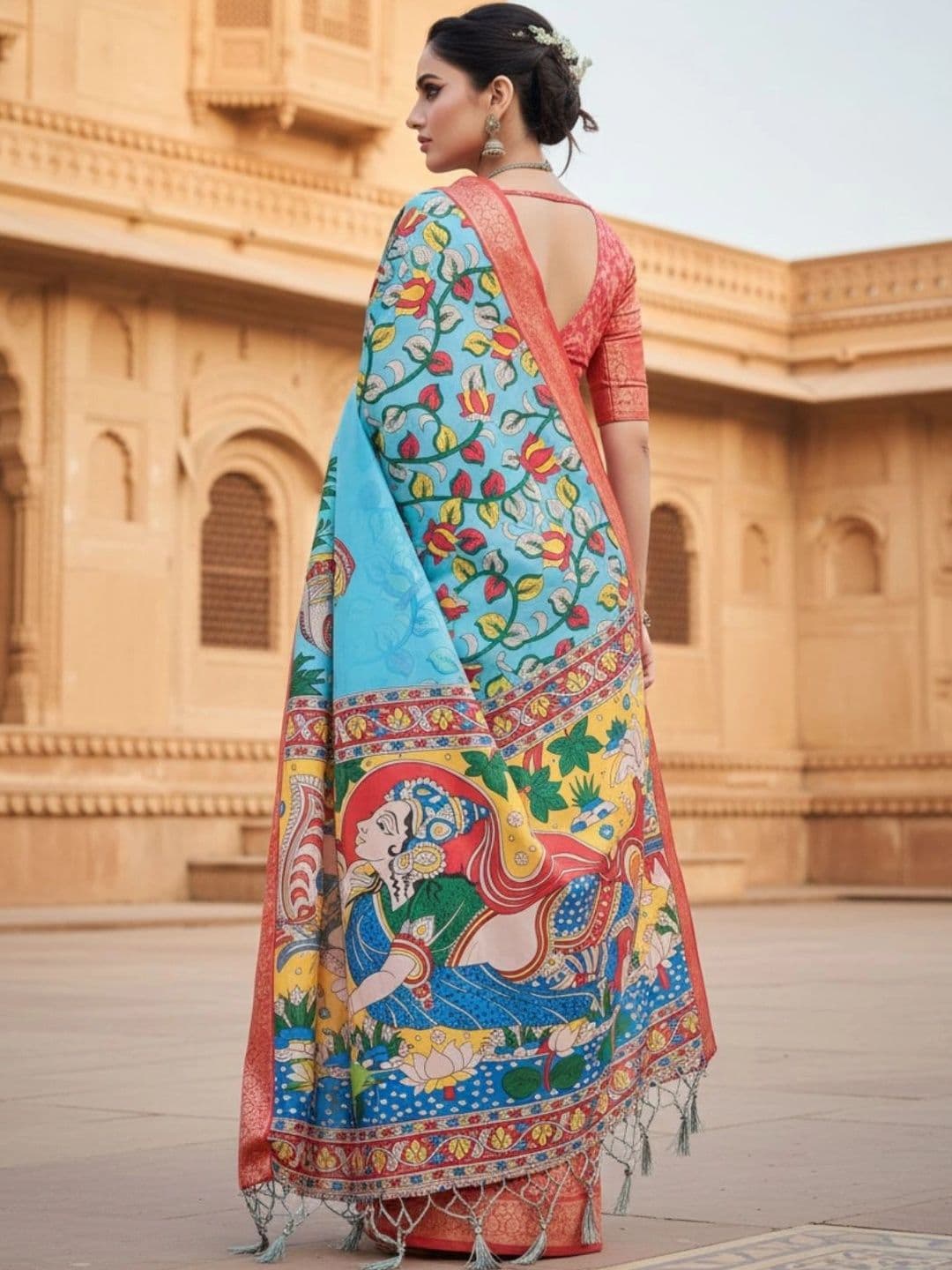 Mitera Kalamkari Silk Blend Designer Saree thumbnail 4