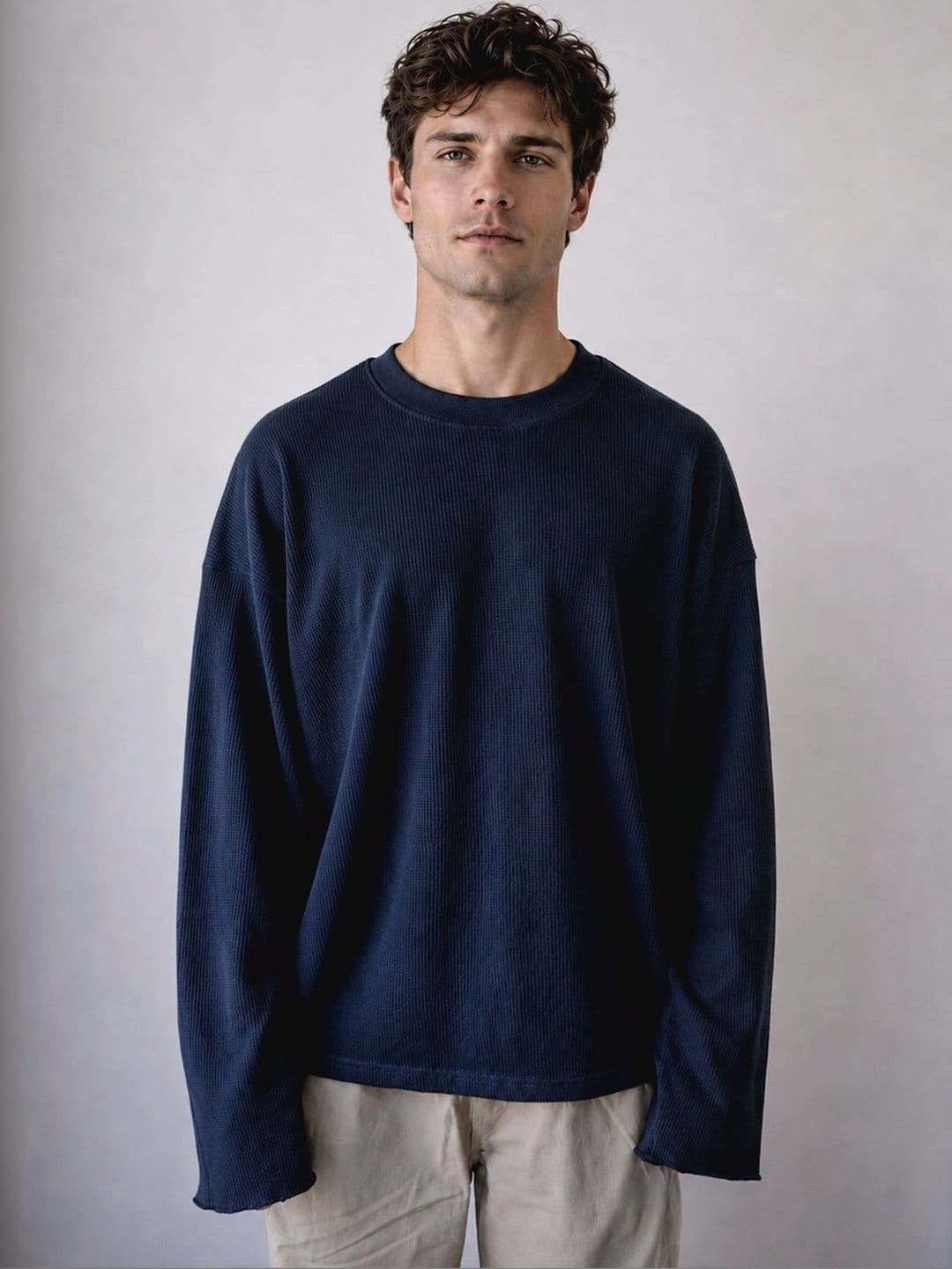 BRAHMOR Men Drop-Shoulder Sleeves Raw Edge Boxy T-shirt - view 1