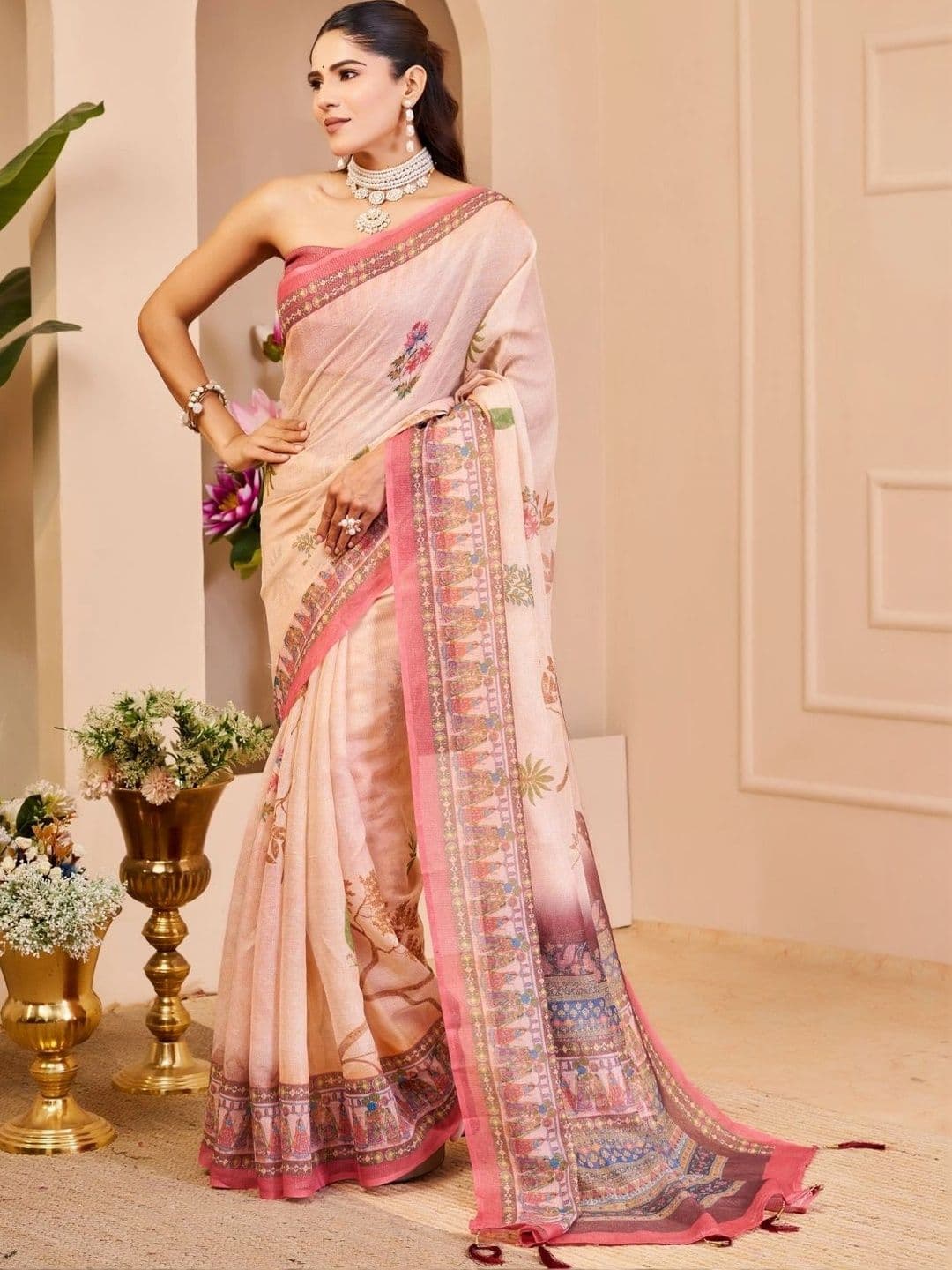 Mitera Floral Tissue Designer Saree thumbnail 2