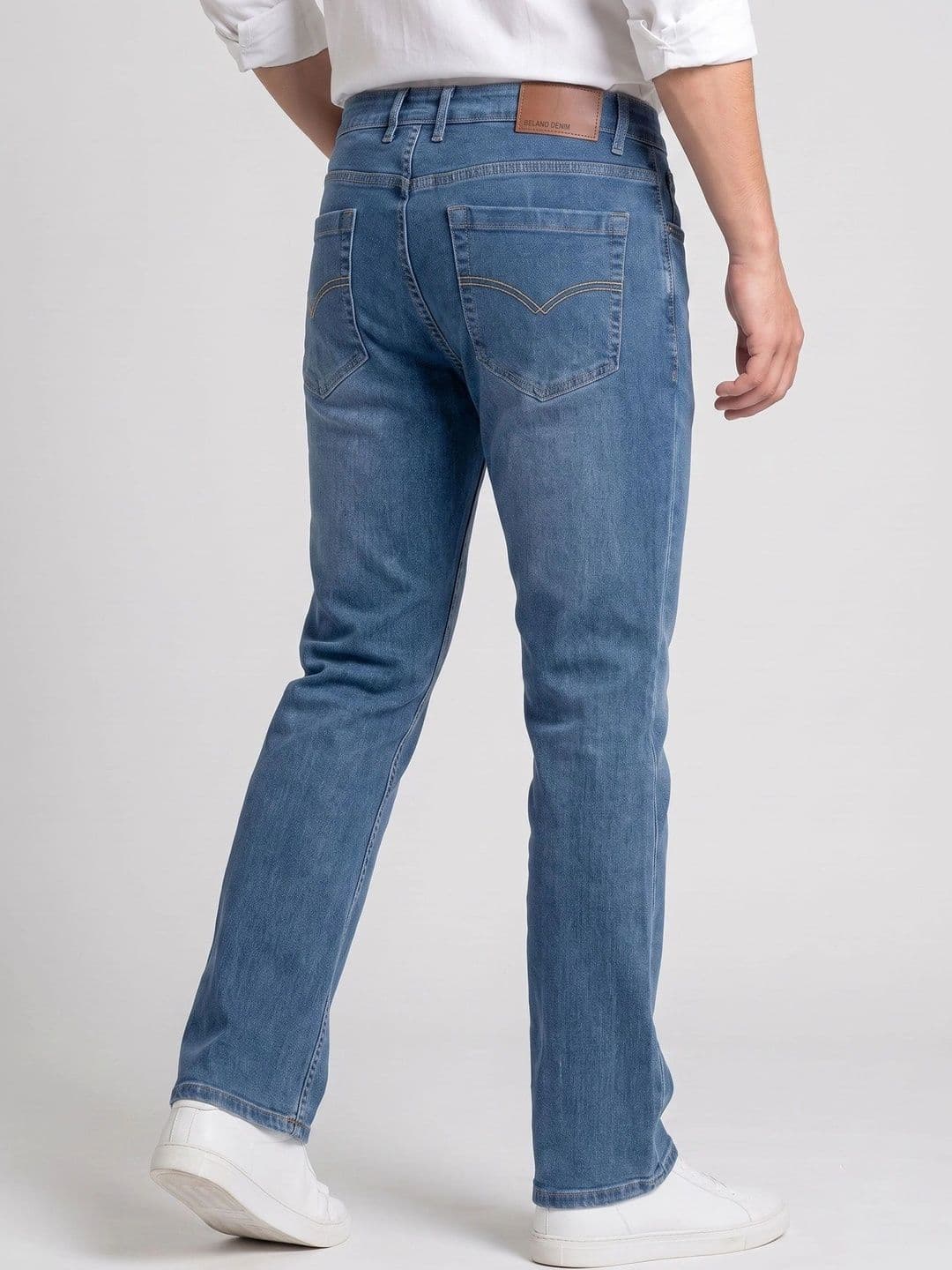 BELANO Men Comfort Bootcut Mid-Rise Light Fade Stretchable Jeans thumbnail 3