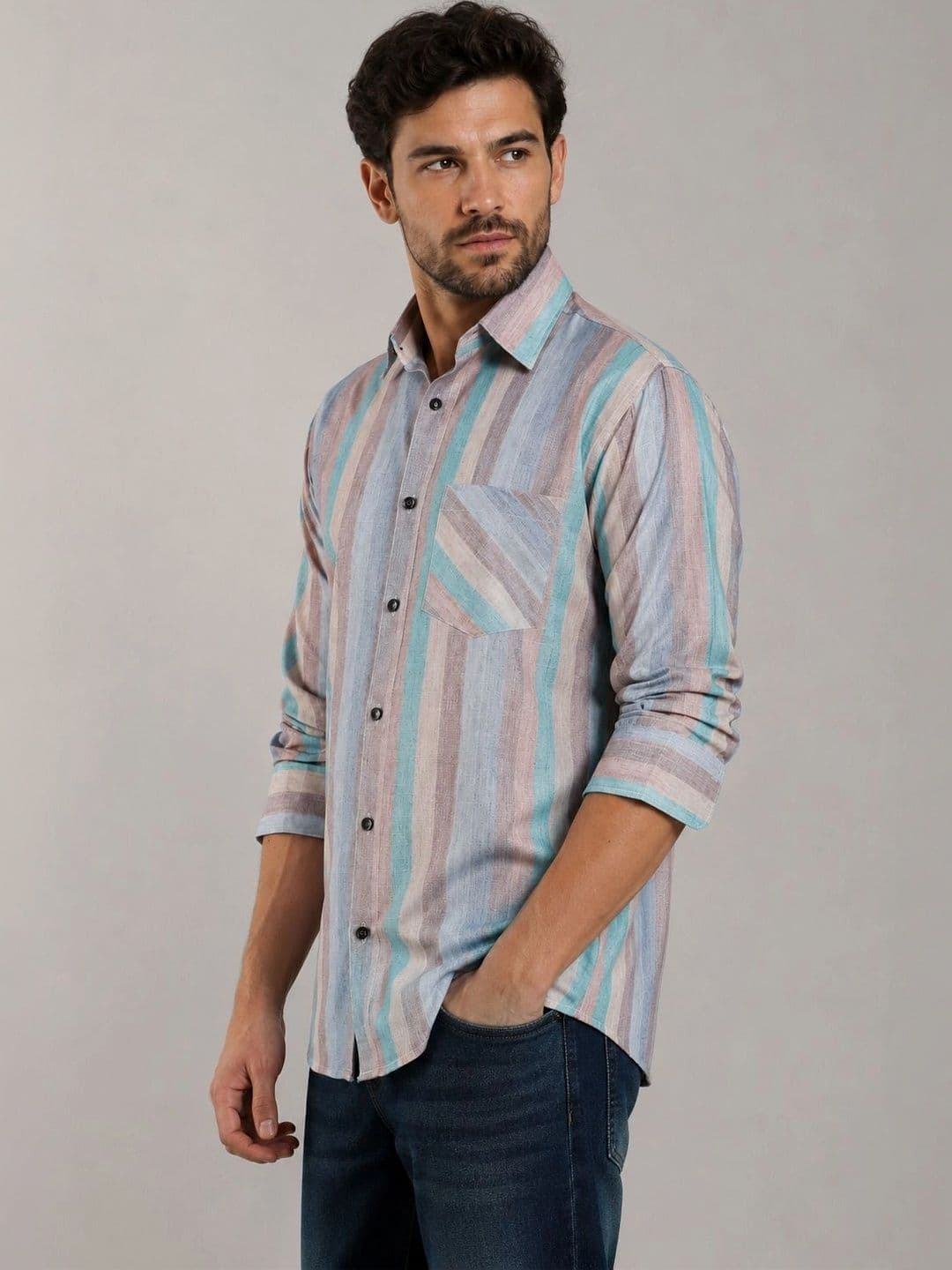 Metronaut Men Comfort Multi Stripes Striped Casual Shirt thumbnail 6