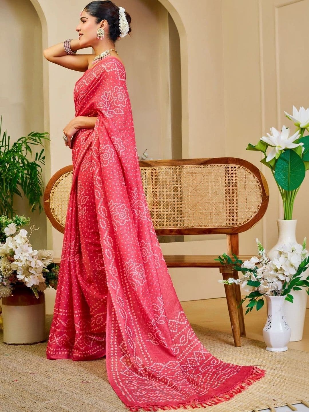 Mitera Bandhani Tissue Designer Saree thumbnail 6