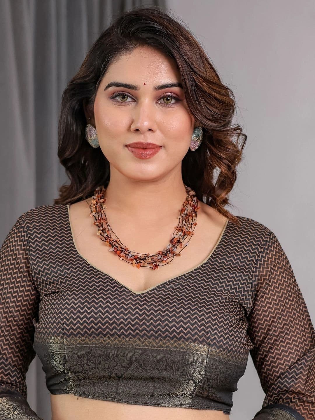 Mitera Kalamkari Zari Silk Blend Designer Saree thumbnail 2