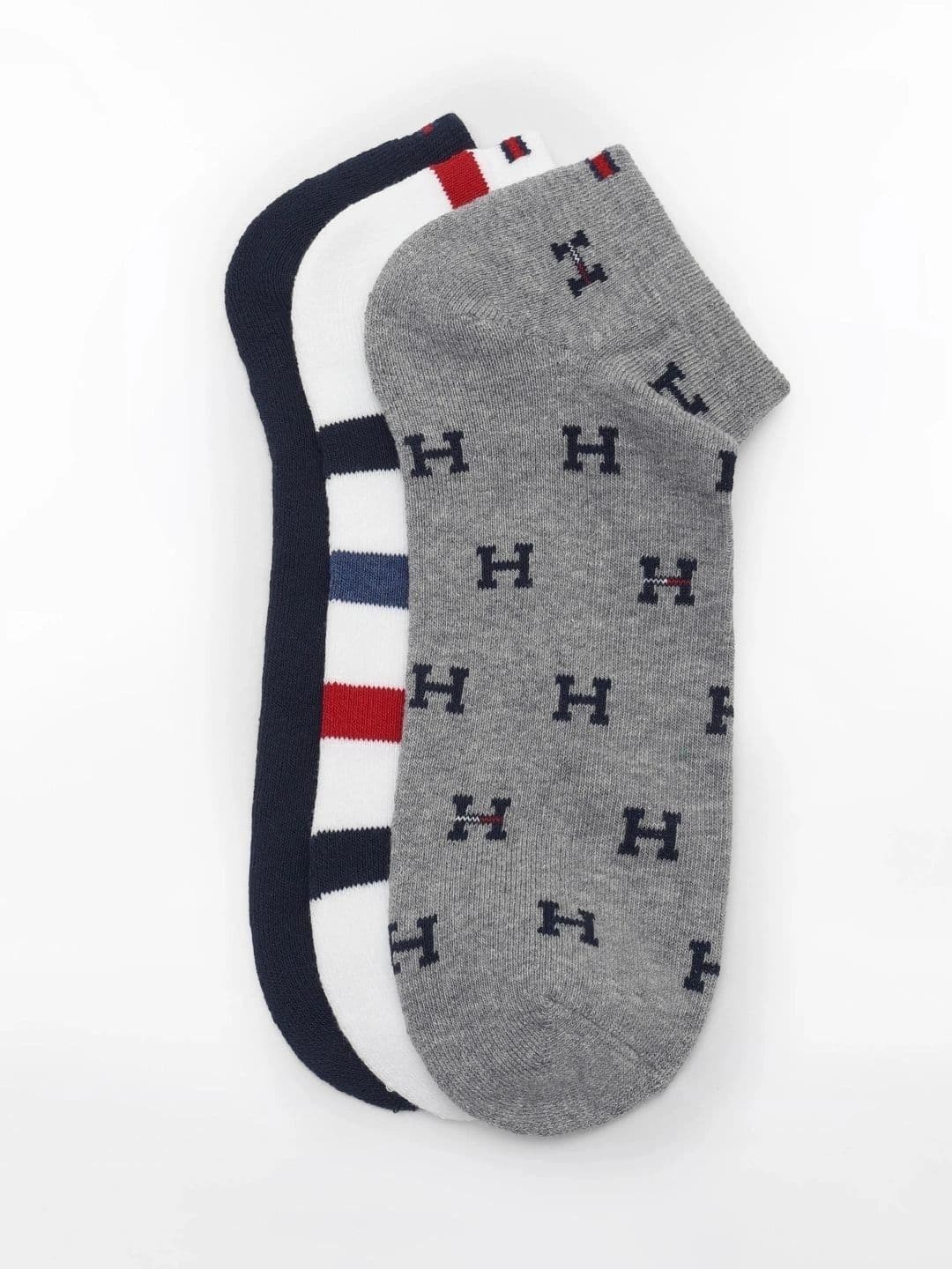 Tommy Hilfiger Men Pack of 3 Cotton Patterned Ankle Length Socks thumbnail 3