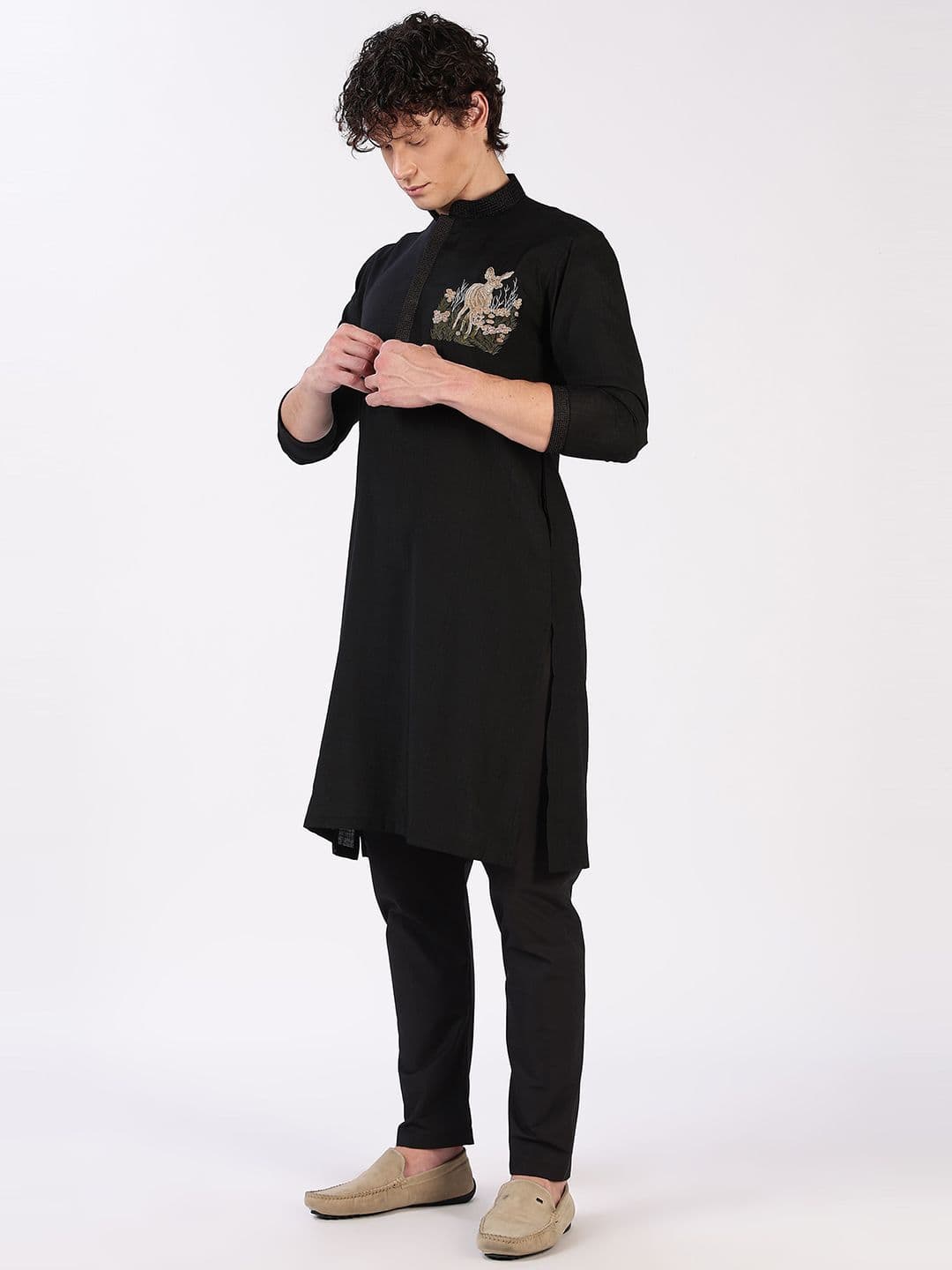 Anouk Men Embroidered Ethnic Kurta thumbnail 2