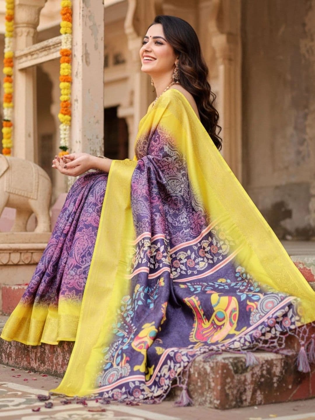 Mitera Paisley Silk Blend Designer Saree thumbnail 2