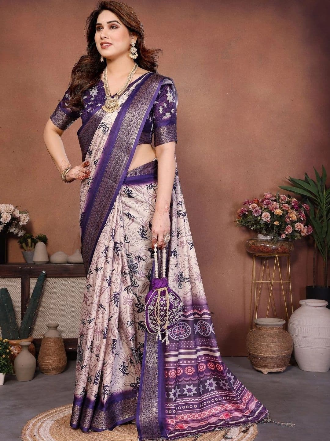 Mitera Floral Designer Saree - view 1