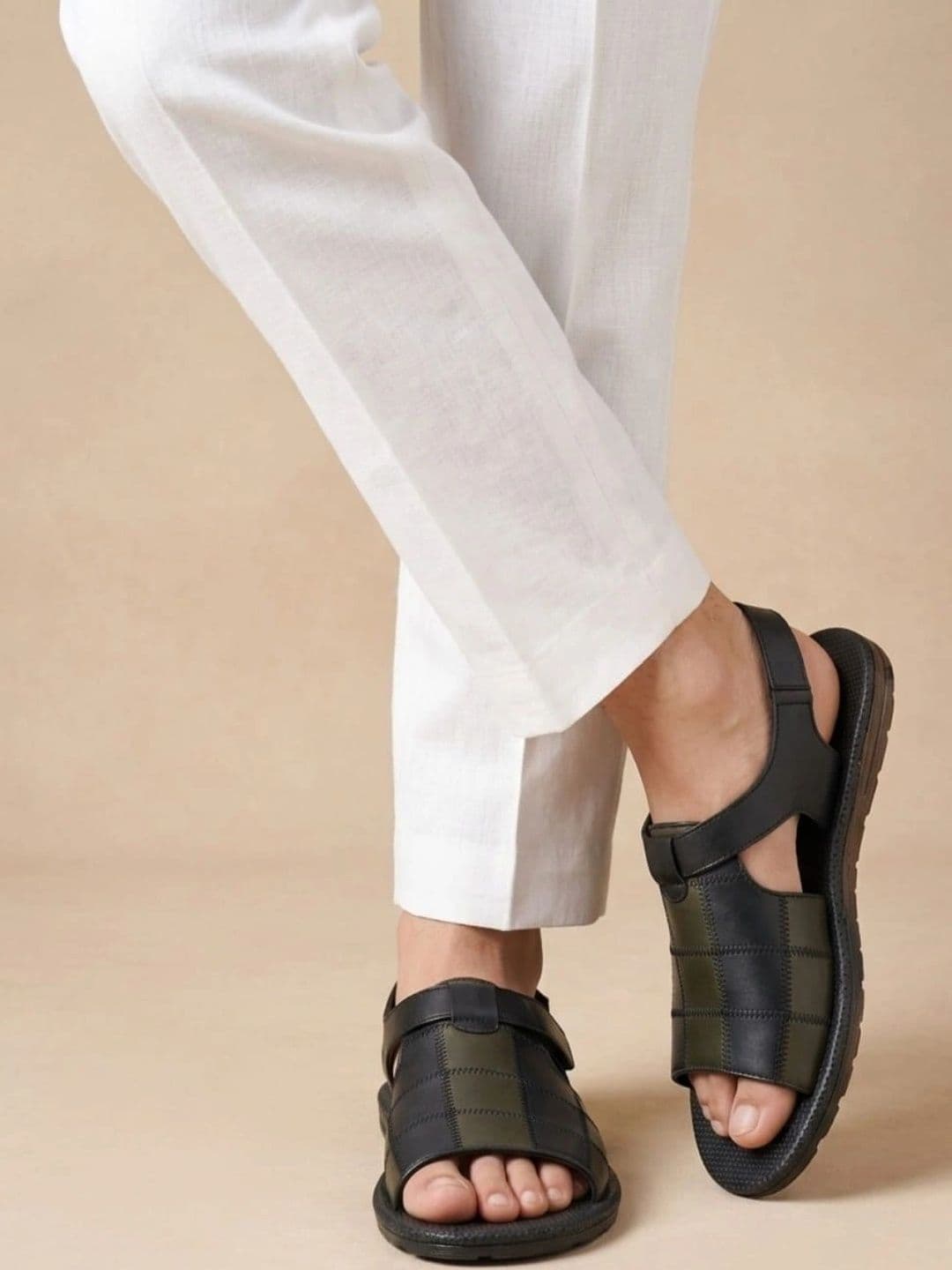Mardi Gras Men Leather Comfort Sandals - view 1