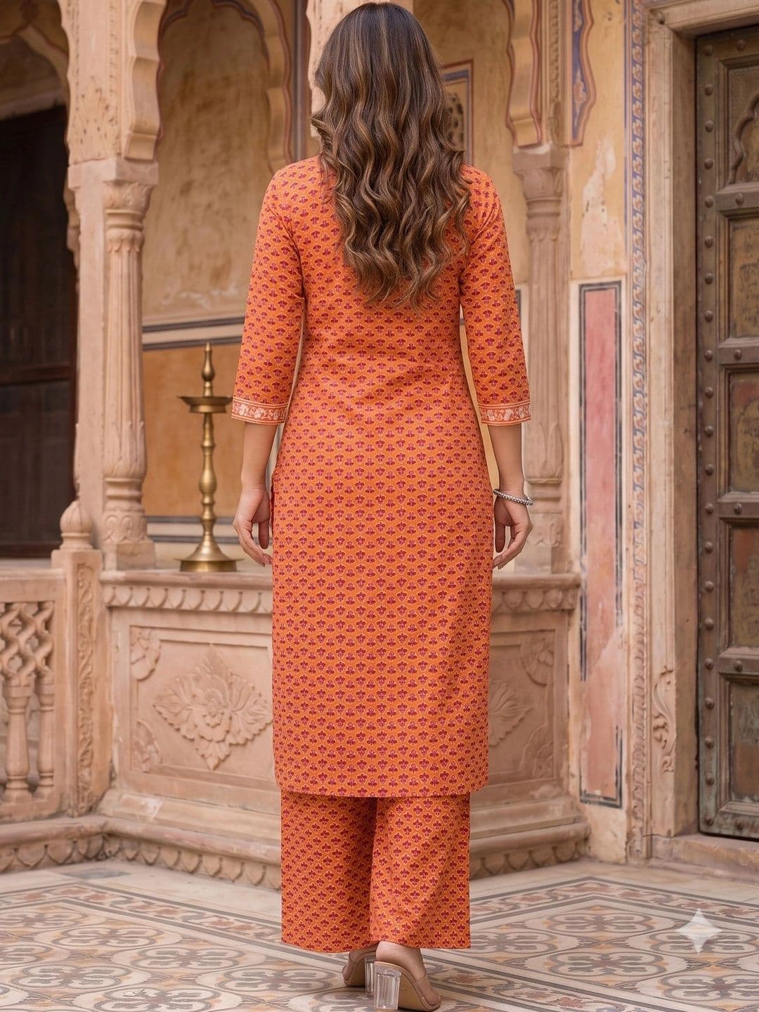KALINI Women Ethnic Motifs Printed Regular Pure Cotton Kurta with Palazzos thumbnail 4
