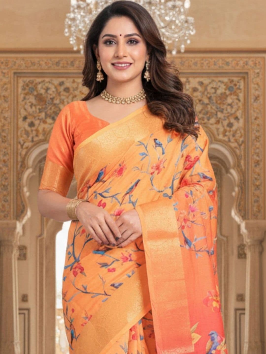 Mitera Floral Silk Blend Designer Saree thumbnail 2