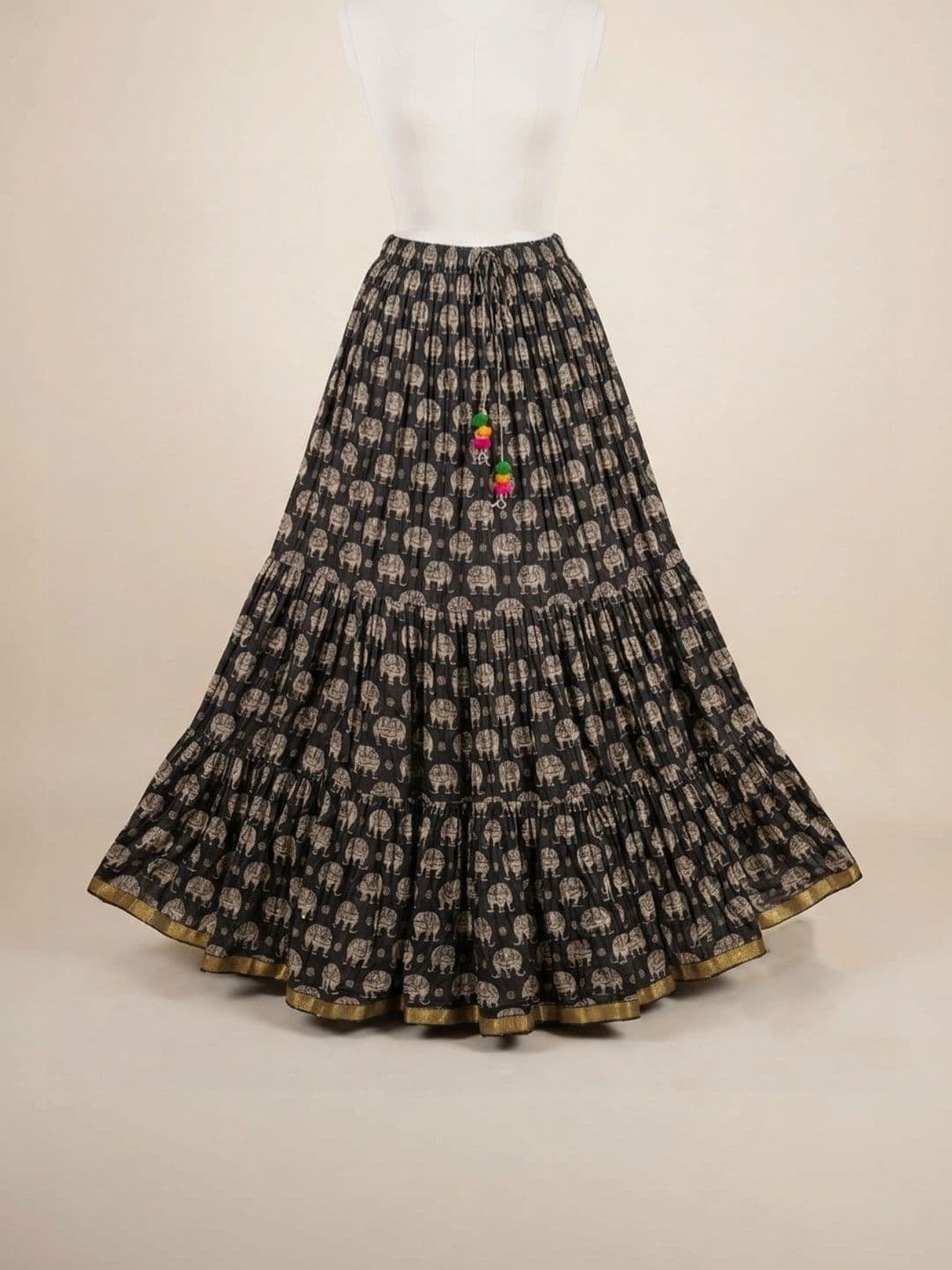 Pallakriti Fabrics Women Pure Cotton Blend Cotton Cambric Animal Maxi Flared Skirt thumbnail 5