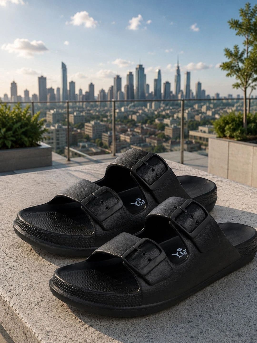 TRV Men Buckle Detailed Slip On Flip Flops thumbnail 4