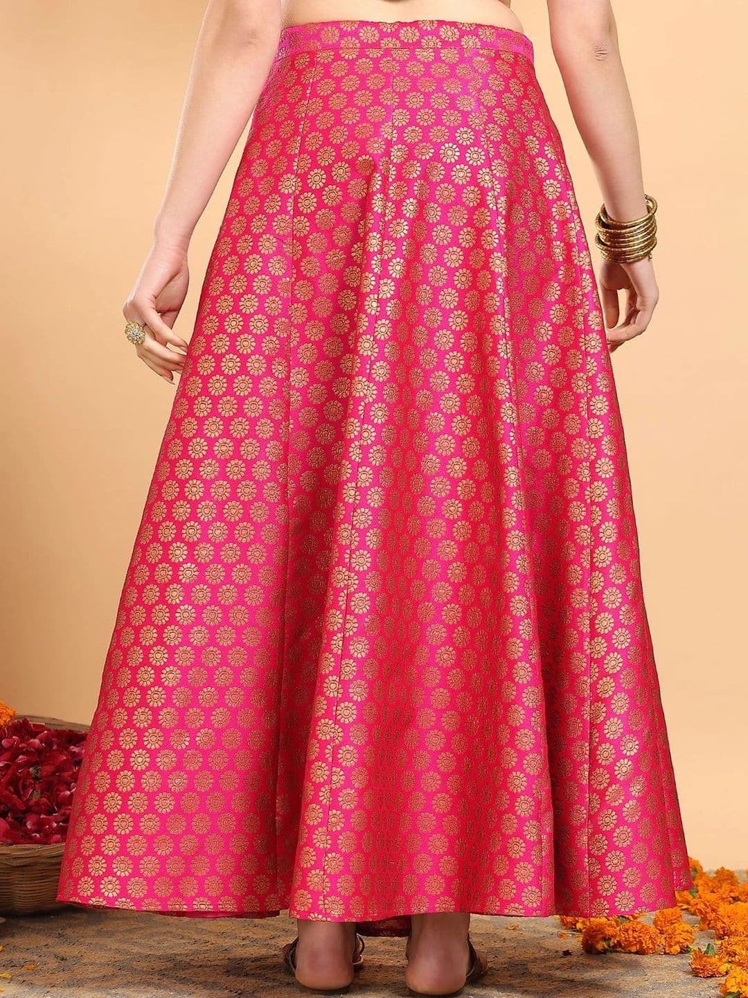 Frolic Rolic Women Self Design Maxi Flared Skirt thumbnail 5