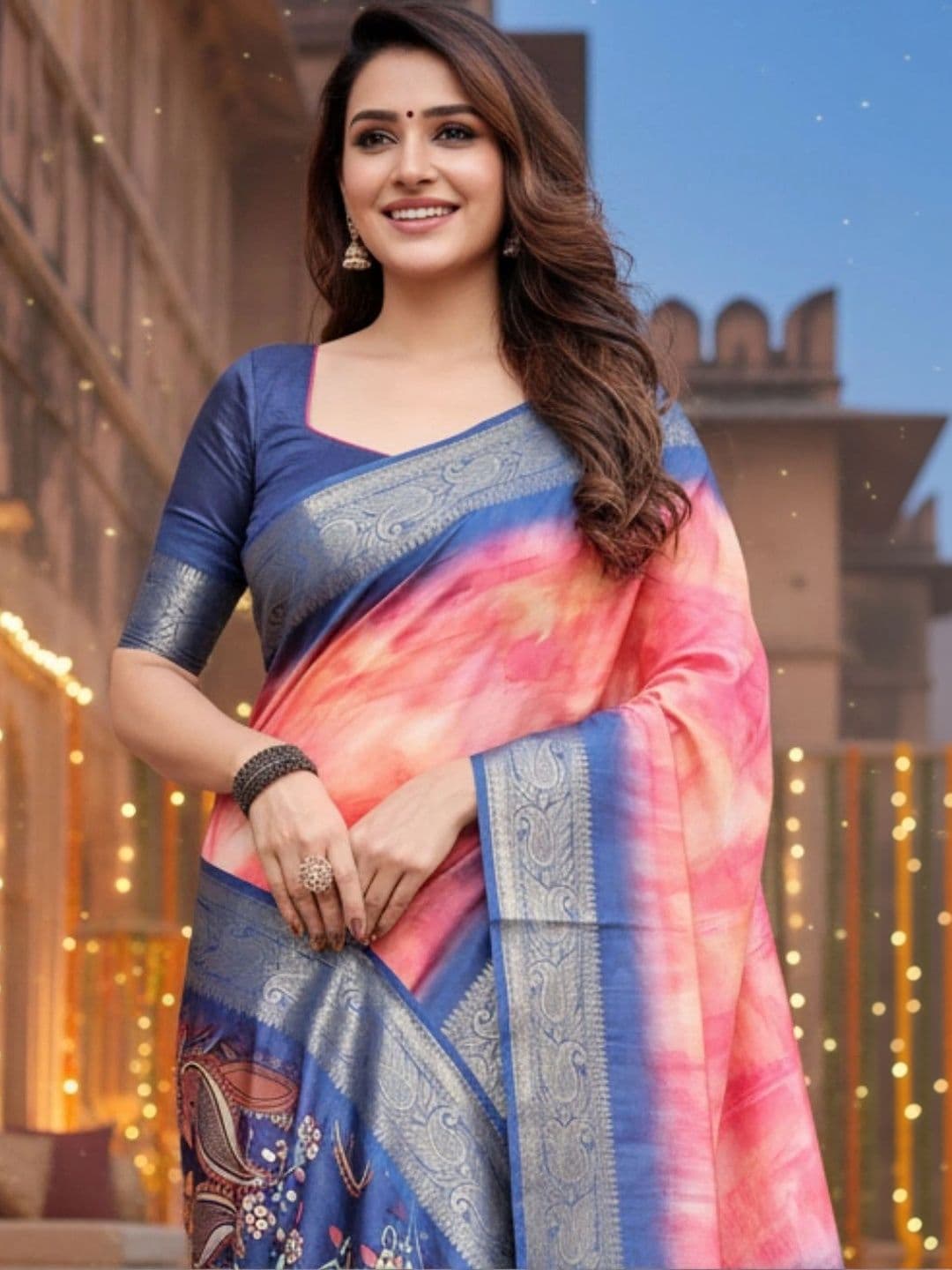 Mitera Ombre Silk Blend Designer Saree thumbnail 3