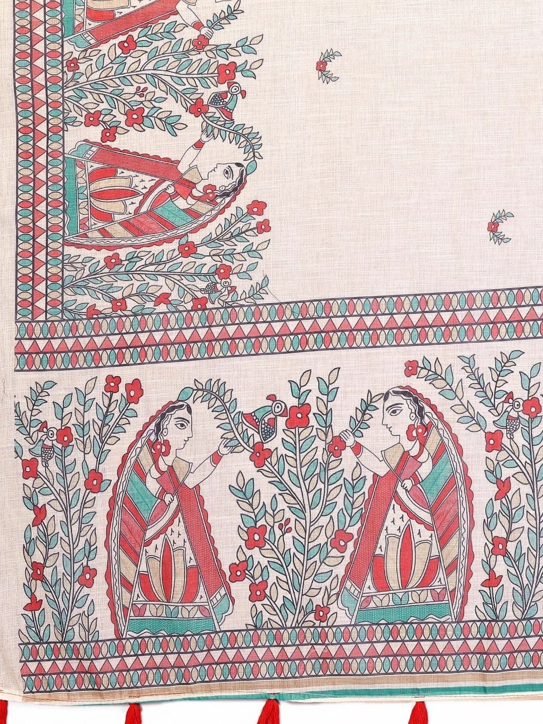 Mitera Kalamkari Linen Blend Designer Saree thumbnail 4