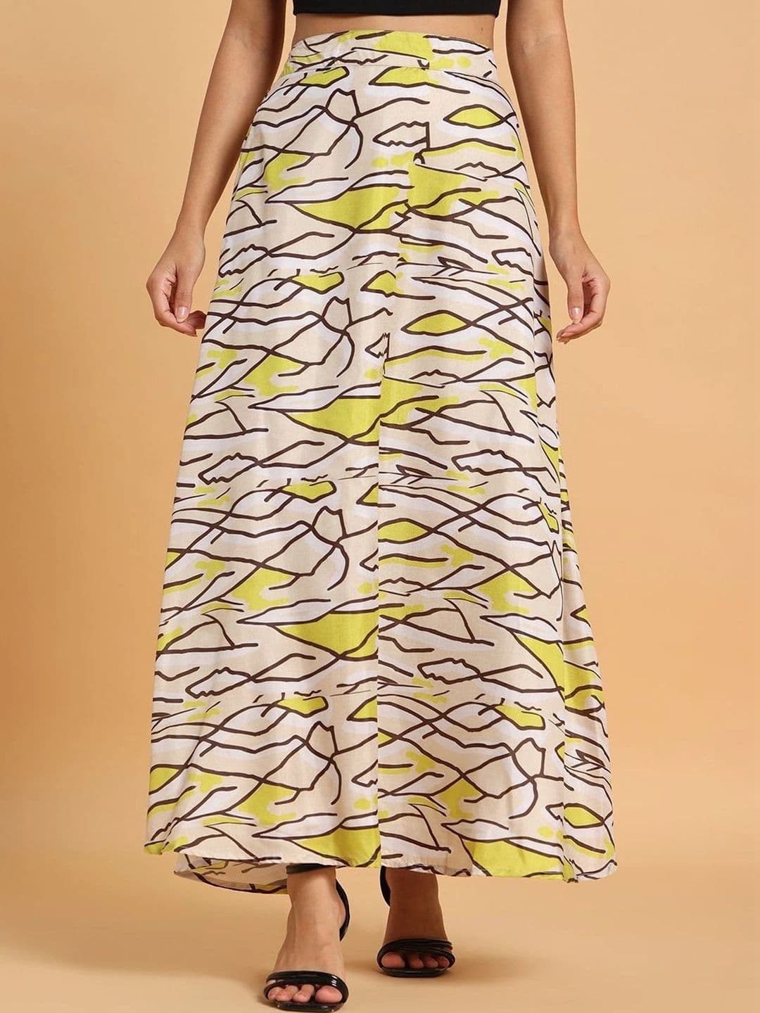 Frolic Rolic Women Abstract Maxi Flared Skirt - view 1
