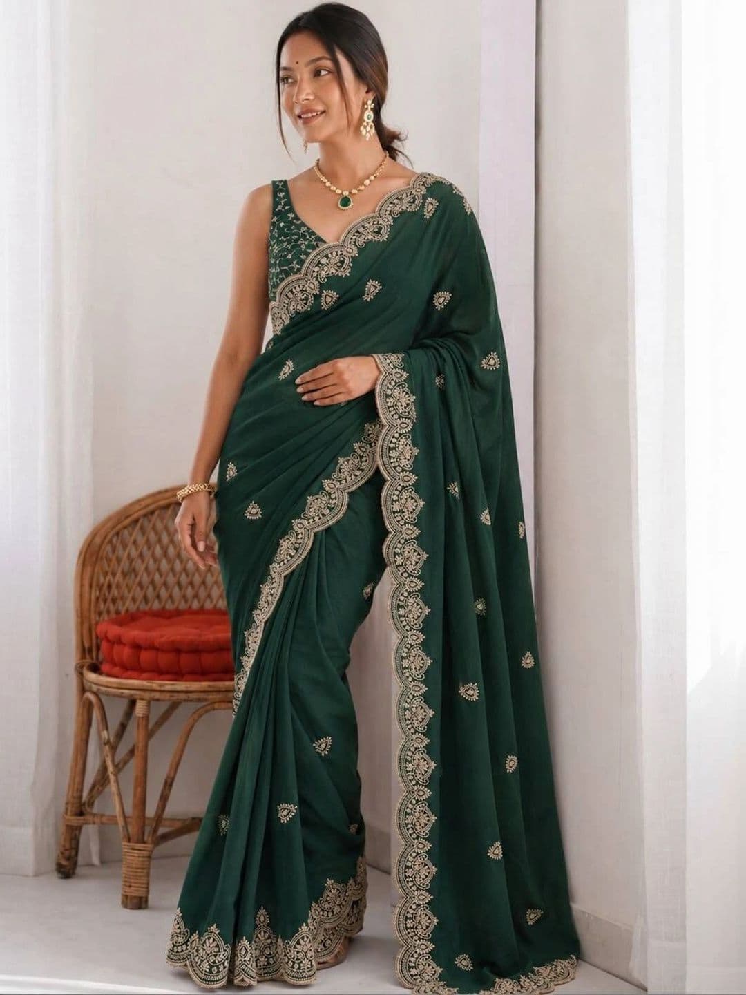 Saanvi Embellished Embroidered Poly Georgette Saree - view 1