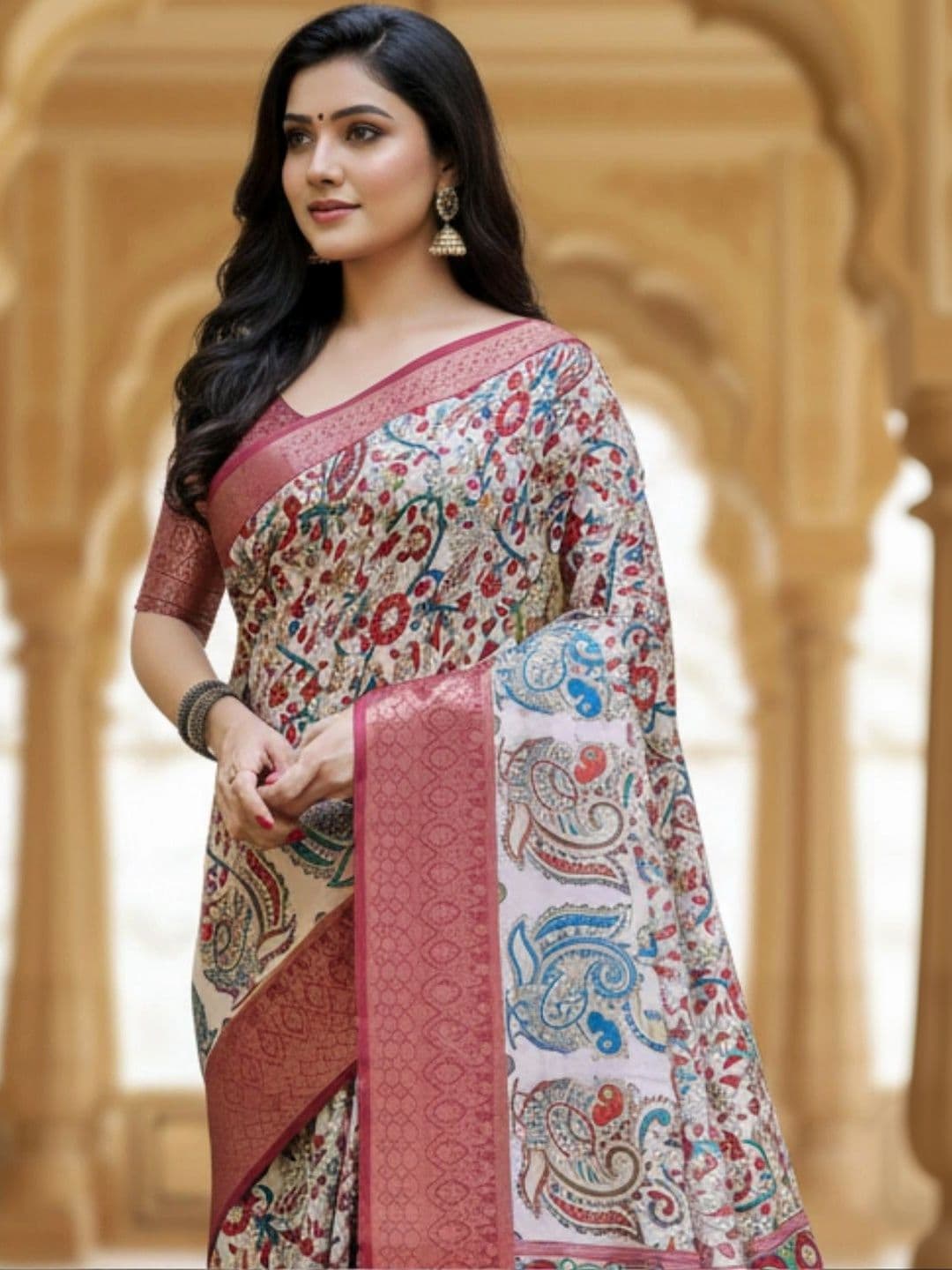 Mitera Paisley Silk Blend Designer Saree thumbnail 2