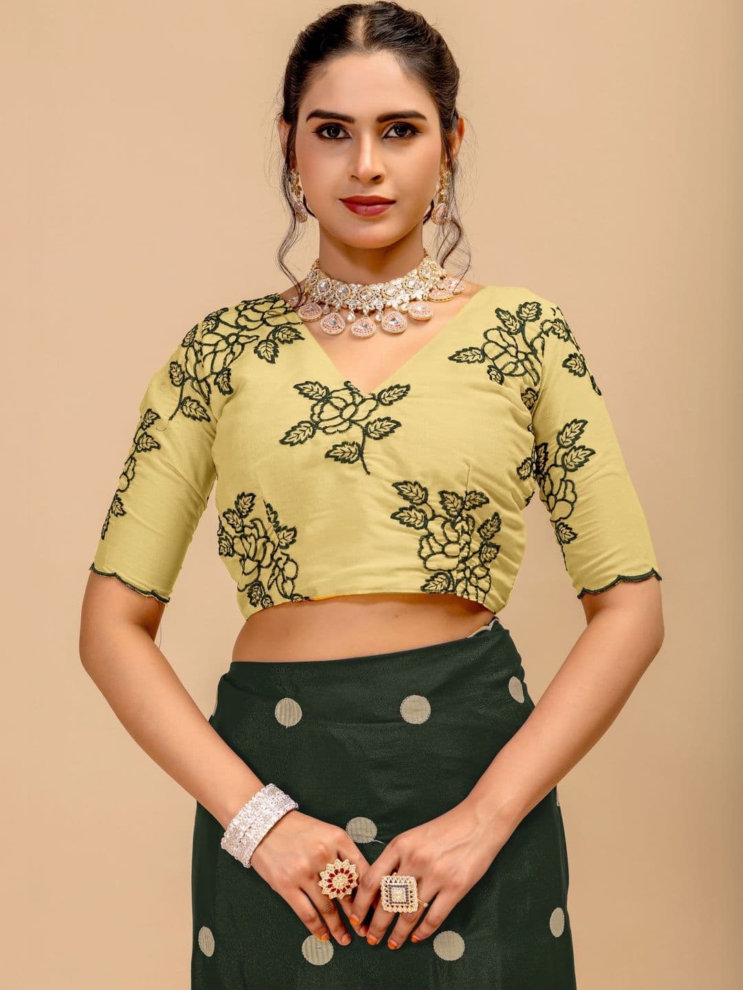 LabelVASTRA Polka Dot Embroidered Poly Georgette Saree thumbnail 2