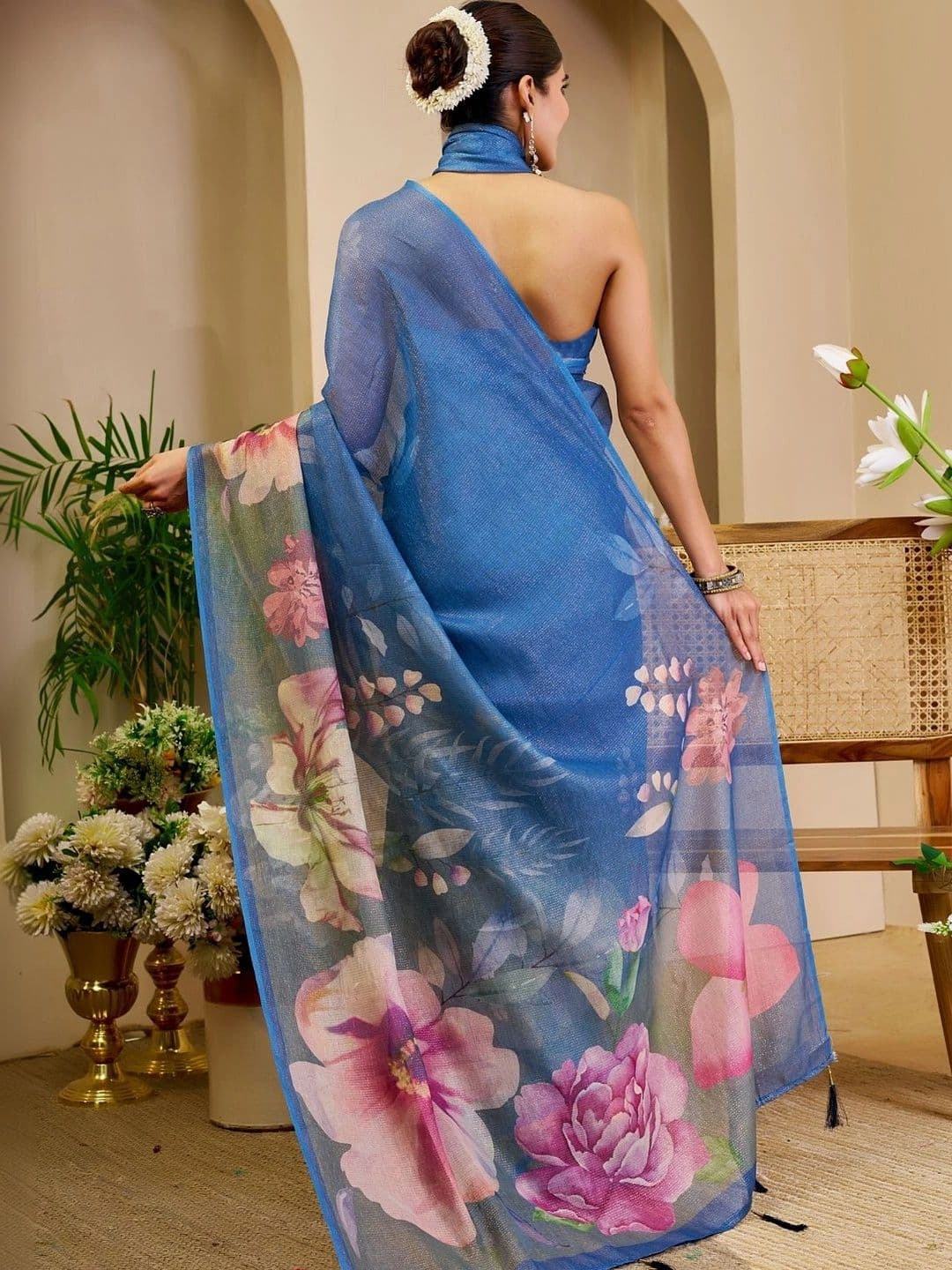 Mitera Floral Tissue Designer Saree thumbnail 5