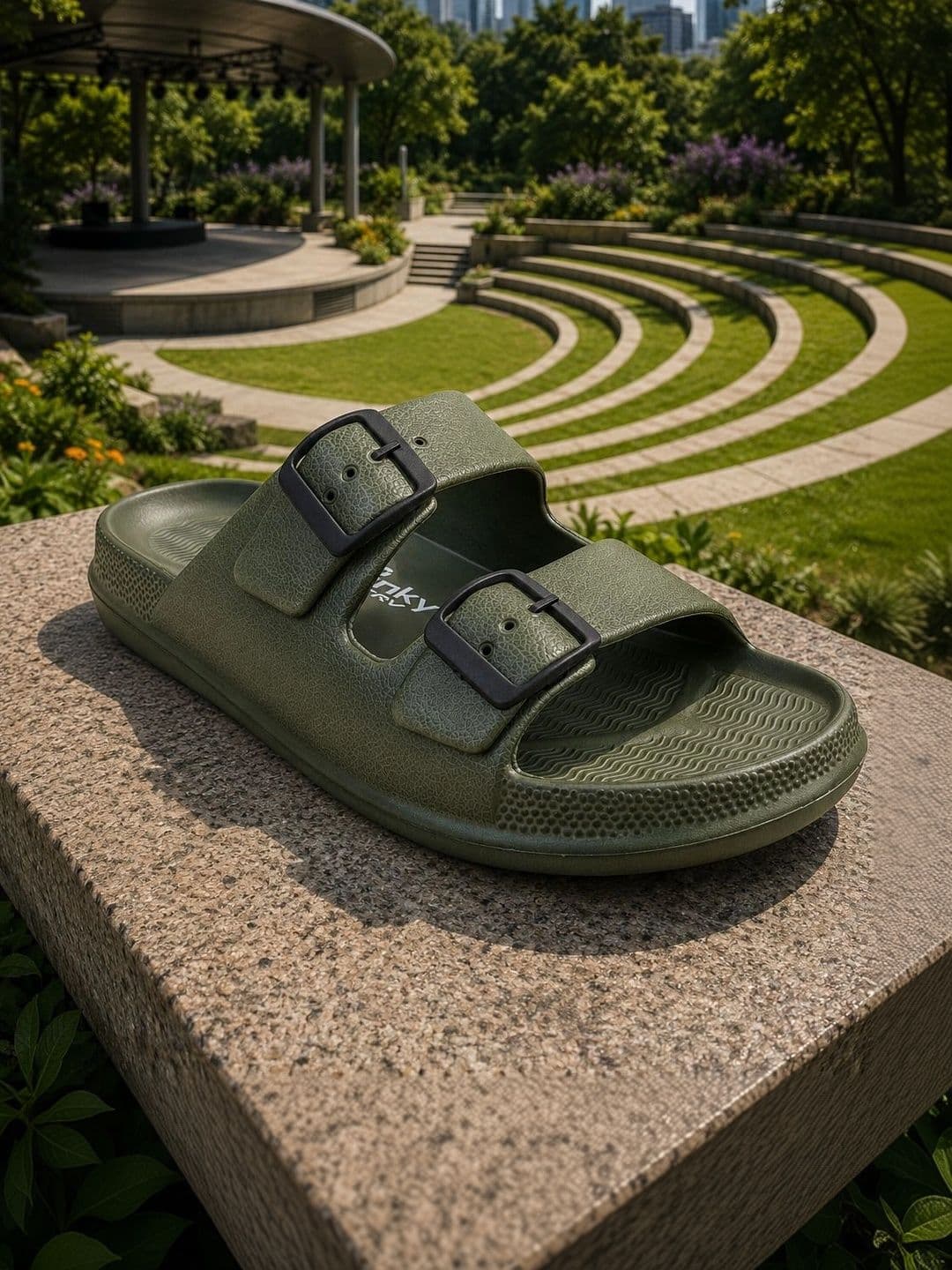 TRV Men Buckle Detailed Slip On Flip Flops thumbnail 6