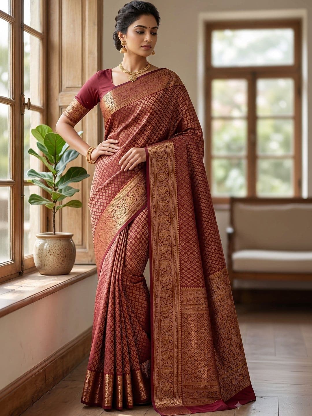VastraVestit Woven Design Zari Art Silk Kanjeevaram Saree thumbnail 2