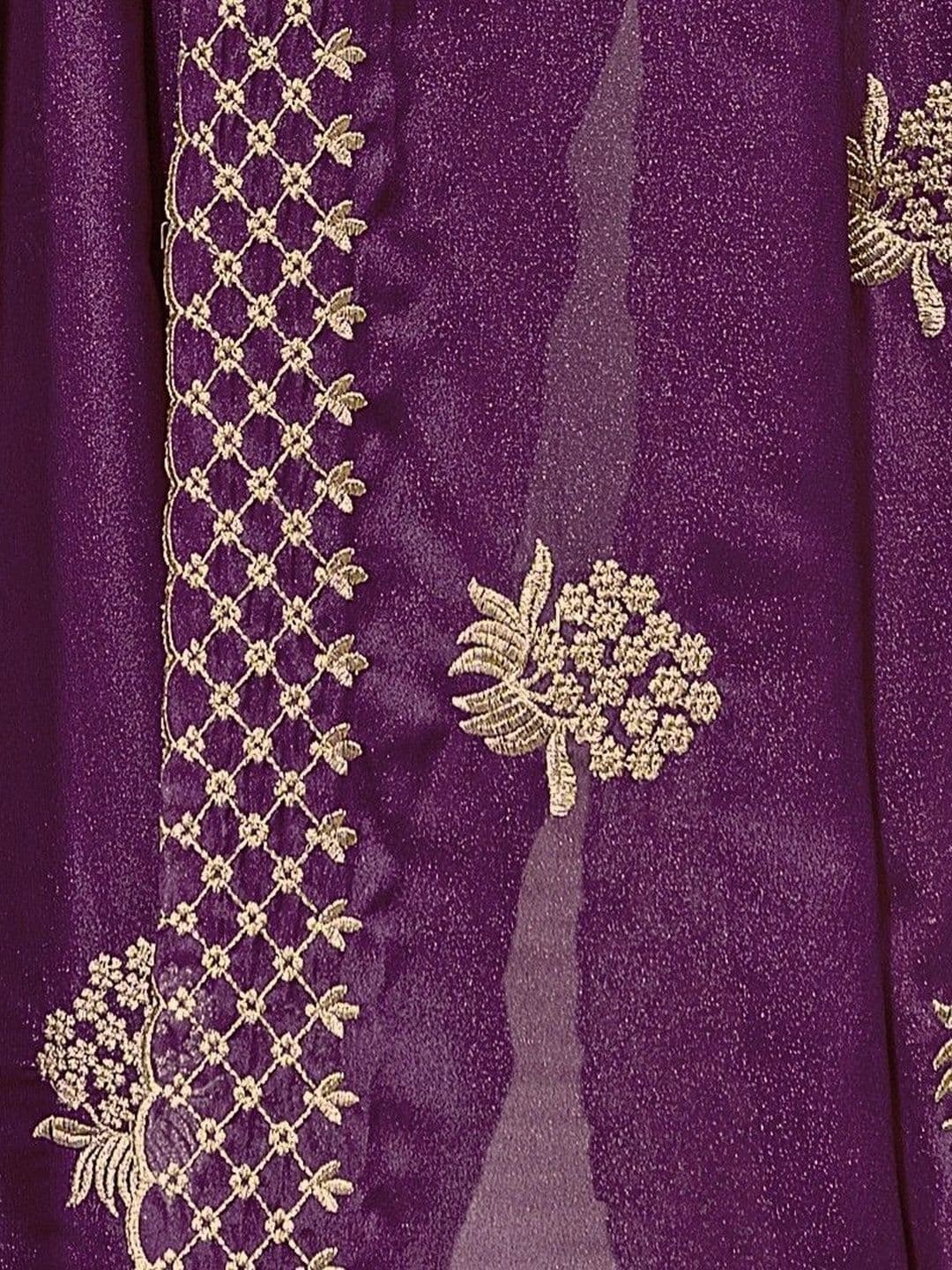 LabelVASTRA Floral Embroidered Poly Georgette Saree thumbnail 2