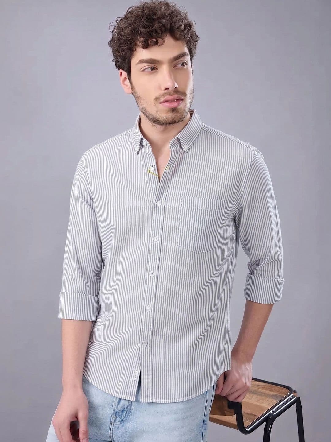 R.Code by The Roadster Life Co. R.Code by The Roadster Men Life Co. Men Standard Striped Casual Shirt - view 1