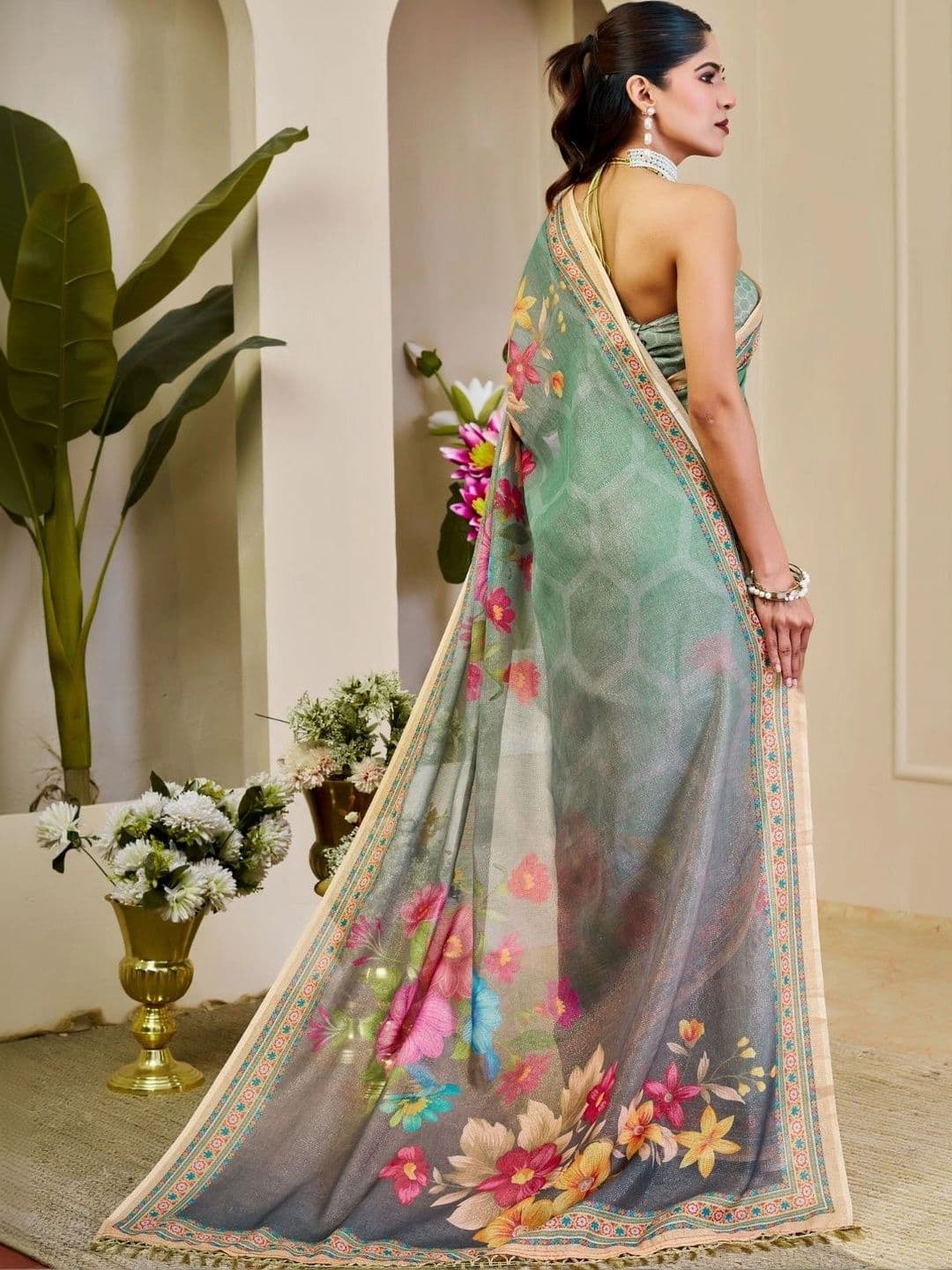 Mitera Floral Tissue Designer Saree thumbnail 5