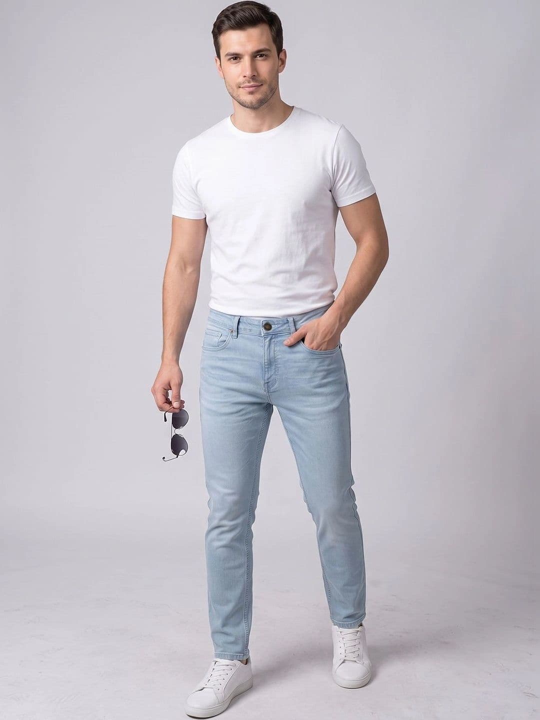 BELANO Men Comfort Slim Fit Mid-Rise Heavy Fade Stretchable Jeans thumbnail 3