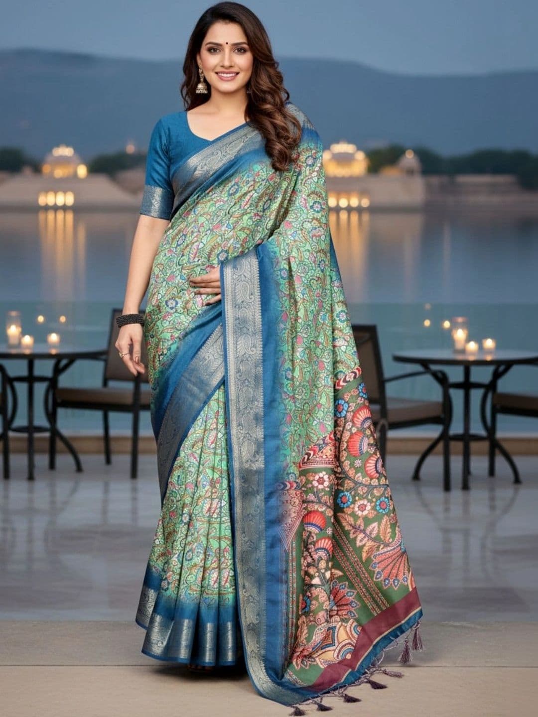Mitera Floral Silk Blend Designer Saree - view 1