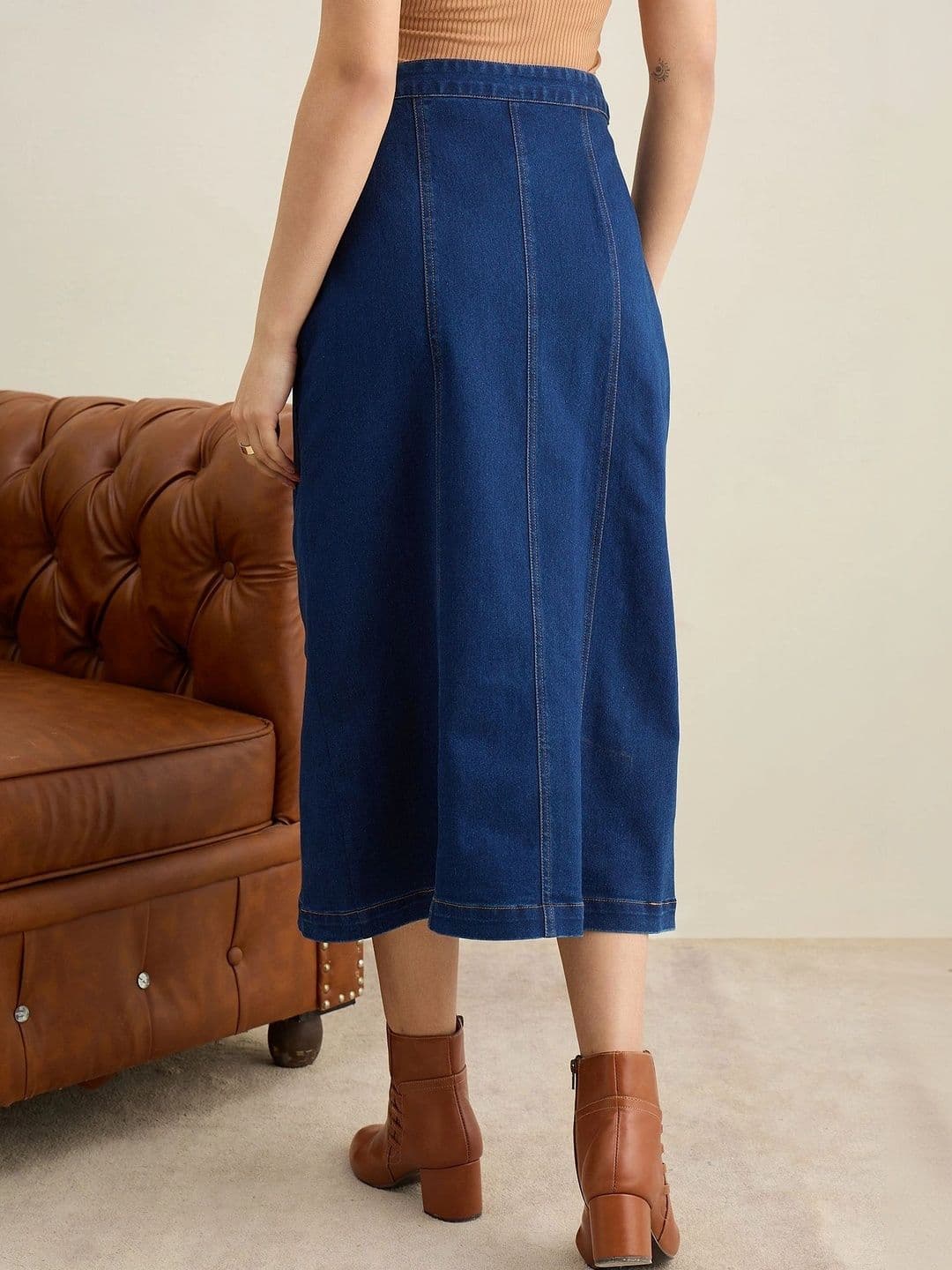 Chemistry Women Denim Sleek Utility Midi A-Line Skirt thumbnail 5