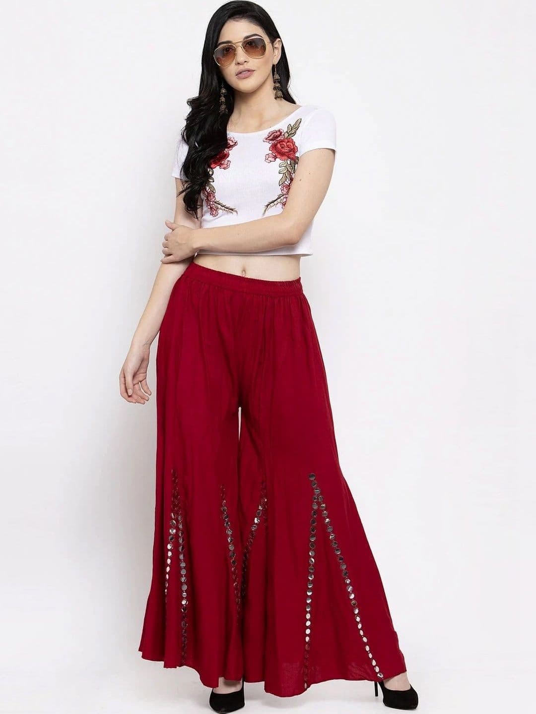 Meyara Women Embellished Knitted Ethnic Palazzos thumbnail 2